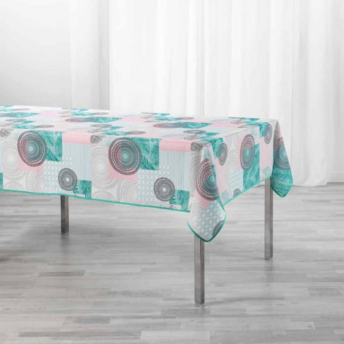 Paris Prix Nappe Antitache  Peachy  150x240cm Bleu & Rose