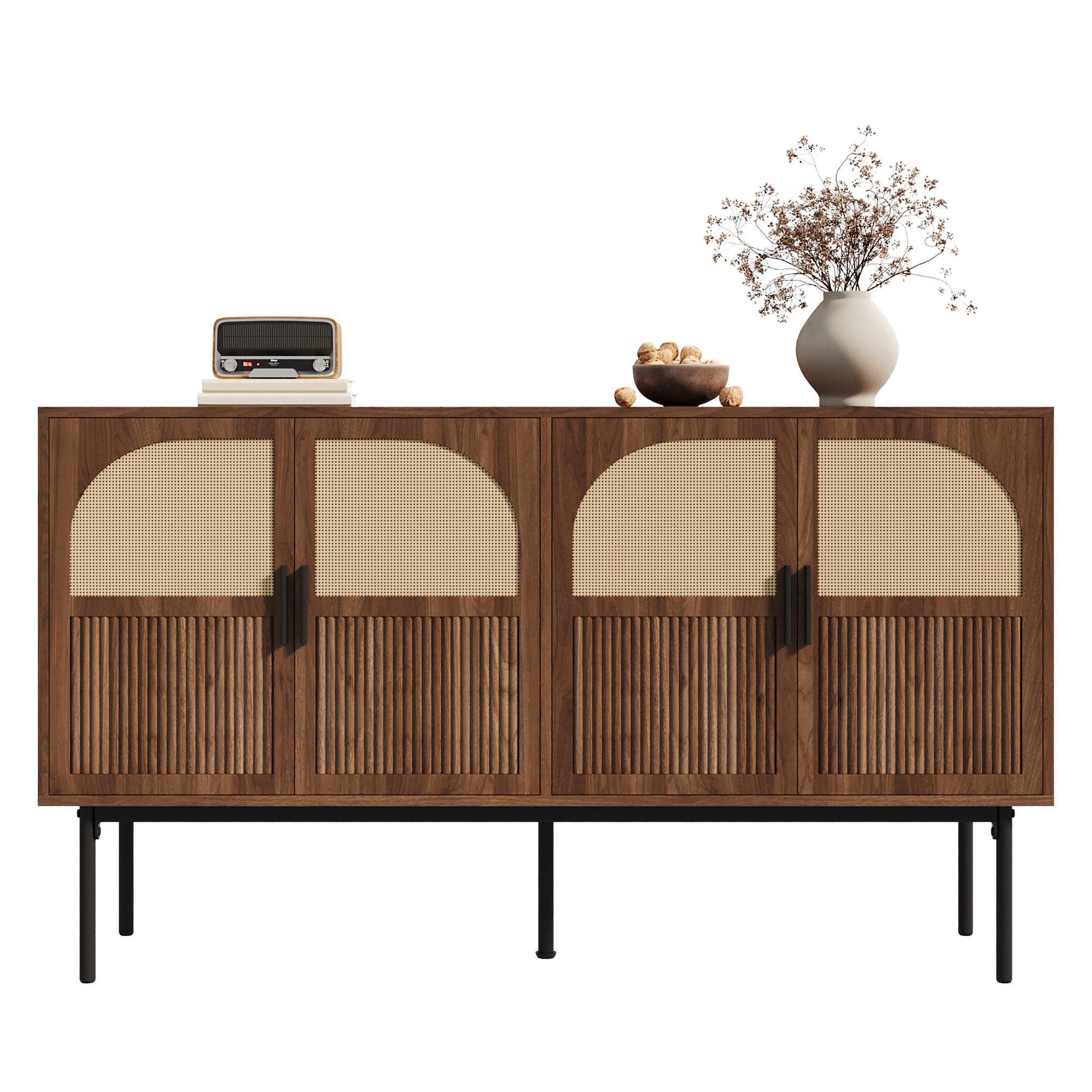 MERAX Buffet 4 porte(s) 0 tiroir(s) - 140 cm naturel mdf