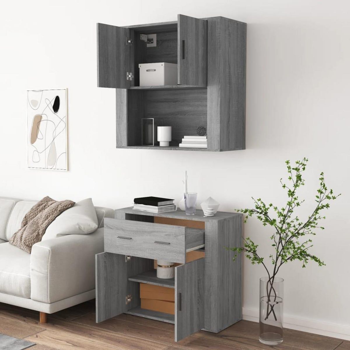 VIDAXL Buffet haut Sonoma gris Bois d'ingenierie