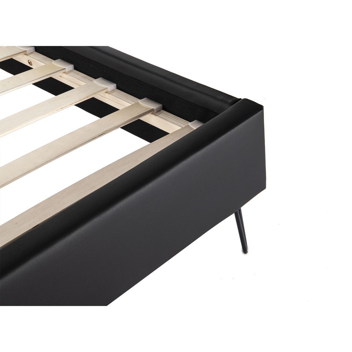 Lit simple avec sommier et tête de lit effet matelassé 90x190 cm ALBAN