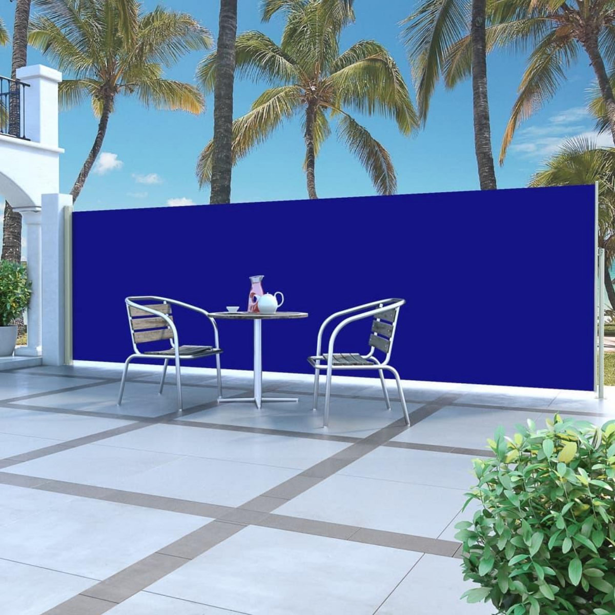 VIDAXL Auvent lateral retractable de patio 160x500 cm Bleu