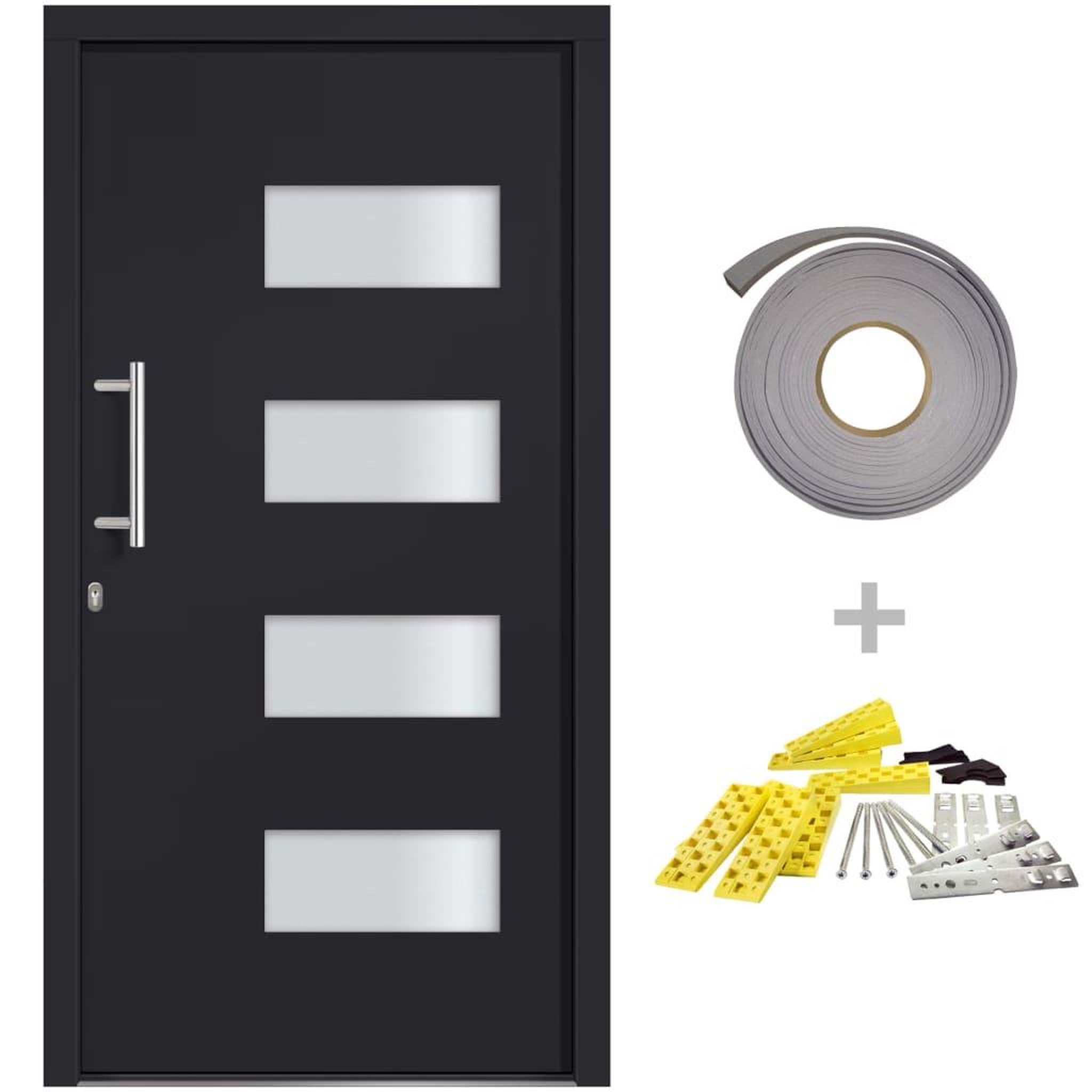 Voir la diapositive 2 : VIDAXL Porte d'entree Aluminium et PVC Anthracite 100x200 cm
