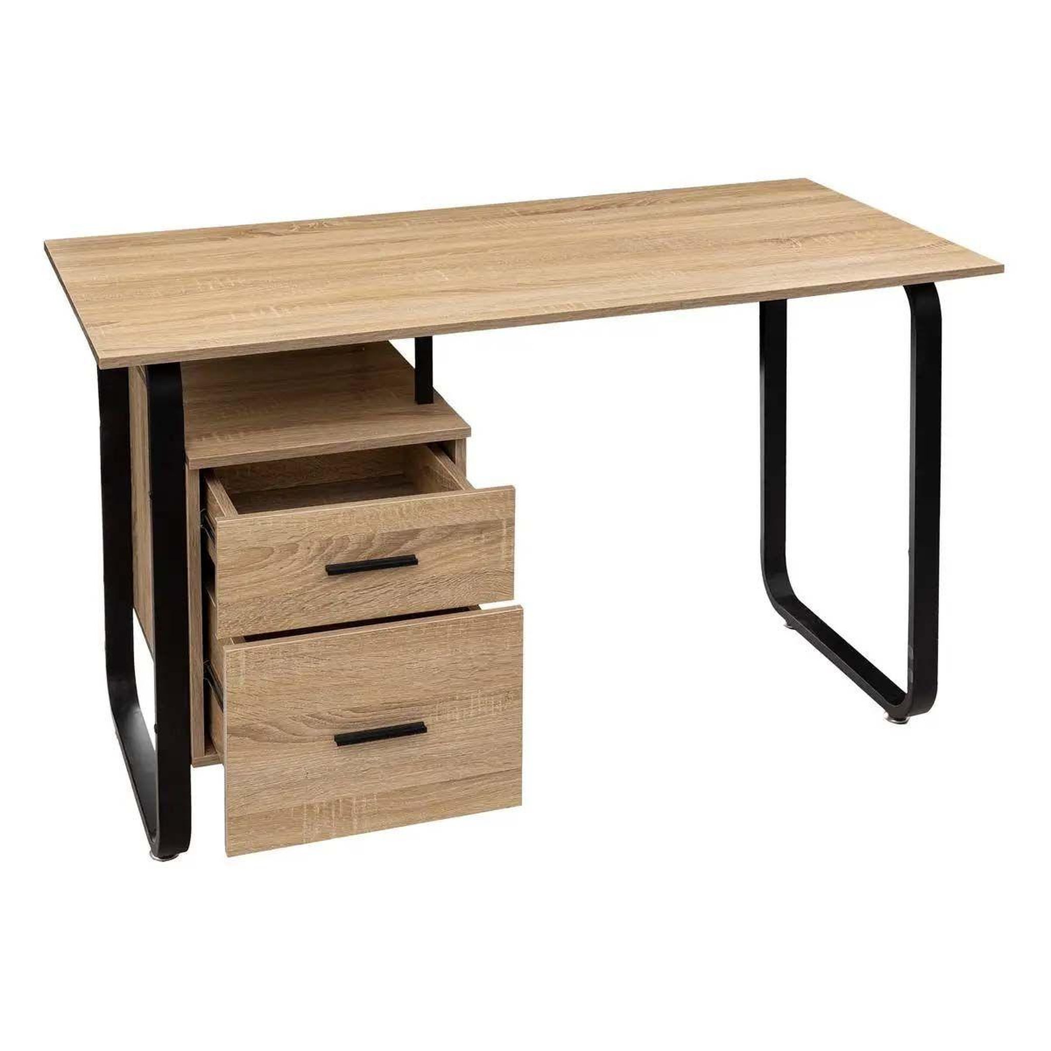 Voir la diapositive 2 : FIVE Bureau 2 tiroirs design  caisson  120cm naturel