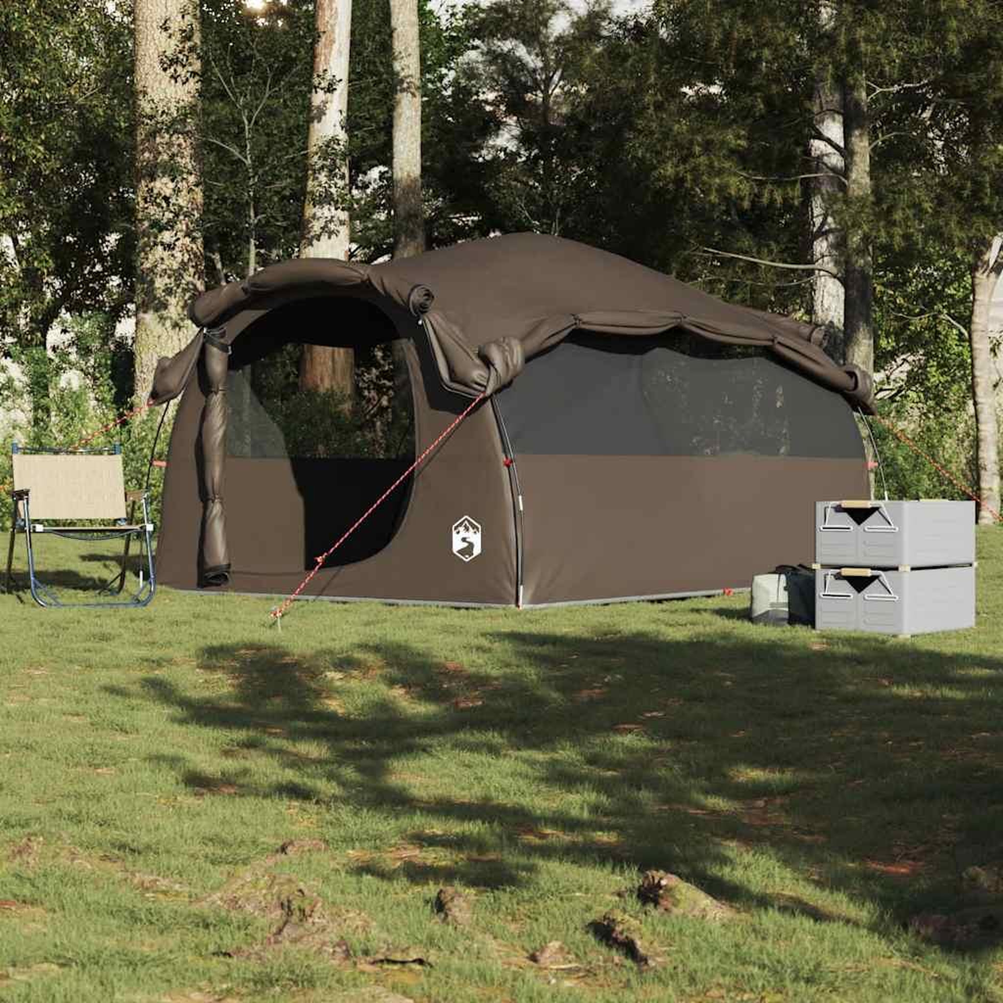 Voir la diapositive 3 : VIDAXL Tente familiale tunnel 6 personnes marron impermeable