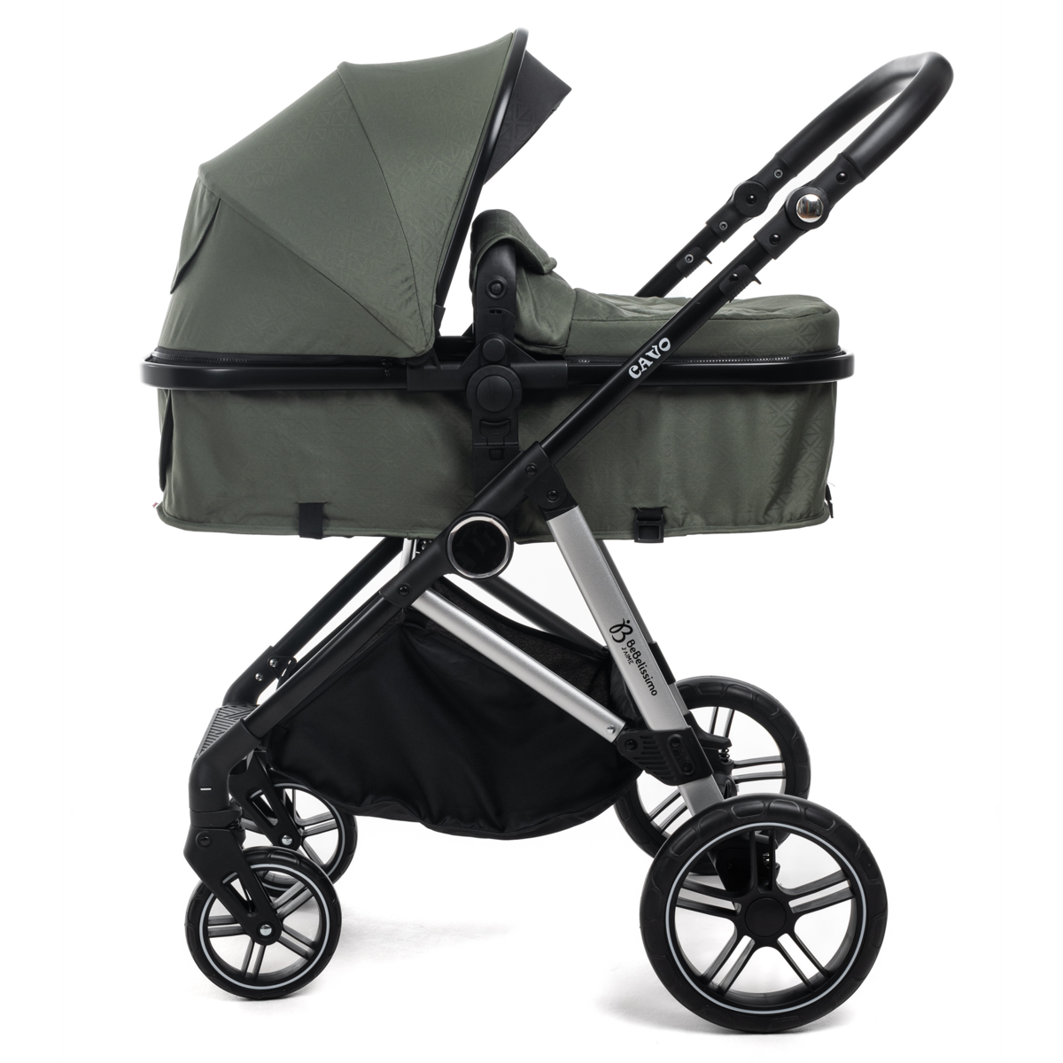 BEBELISSIMO BEBELISSIMO - Poussette combinée trio 3 en 1 - siège auto 0+ CAVO – nacelle – dès la naissance – jusqu'à 22kg  - vert