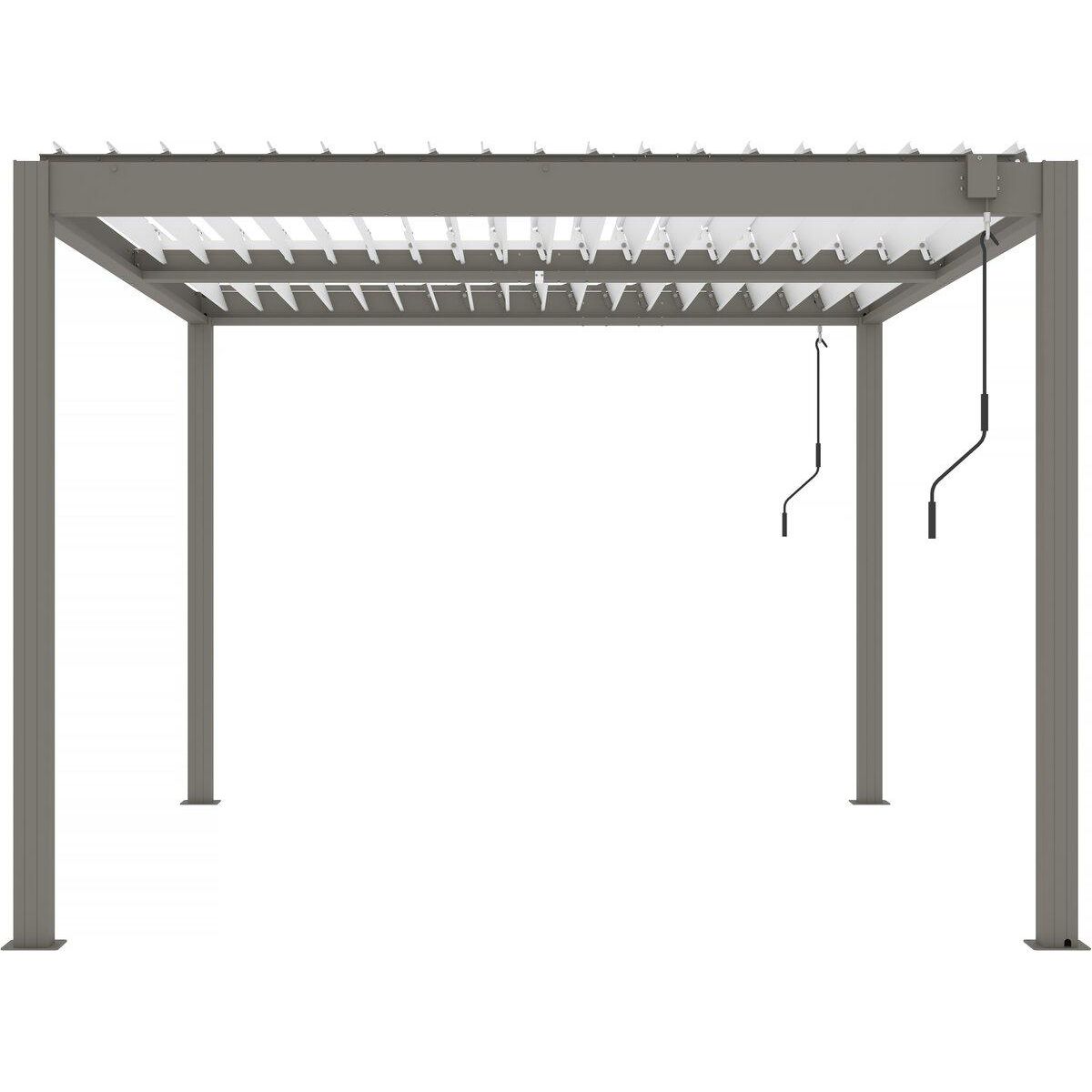 Habitat et Jardin Pergola bioclimatique avec led  Windsor premium  en aluminium 3 x 4 - Taupe