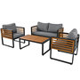 Voir la diapositive 1 : MERAX Salon de jardin 4 places en fer,avec 1 canapé 2p, 2 fauteuils, table, accoudoirs décoratifs, gris