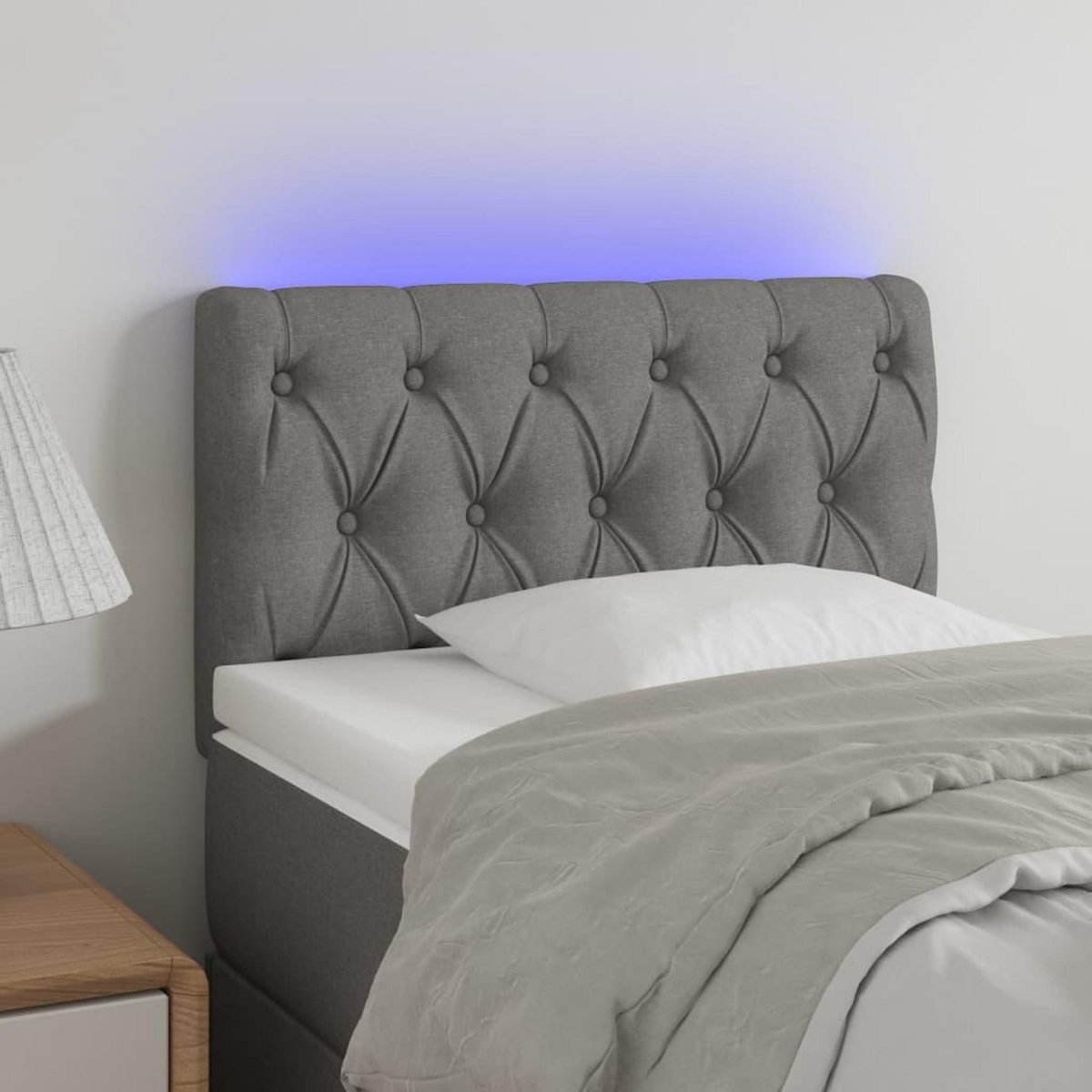 VIDAXL Tete de lit a LED Gris clair 80x7x78/88 cm Tissu