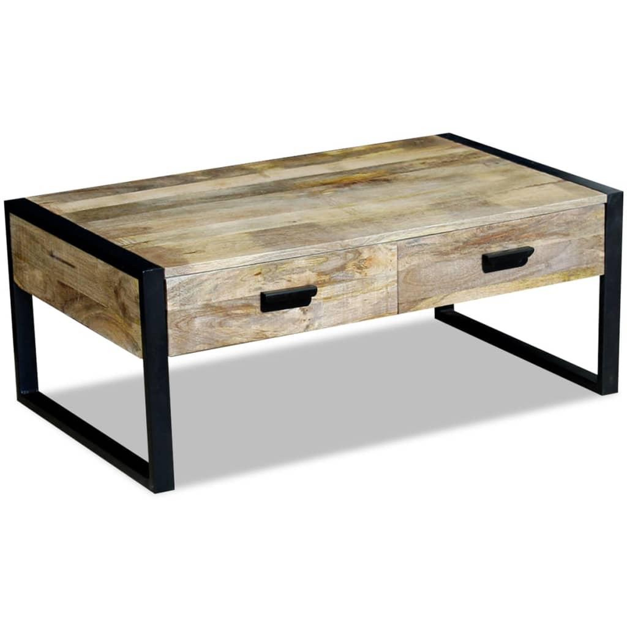 Voir la diapositive 2 : VIDAXL Table basse avec 2 tiroirs bois de manguier massif 100x60x40 cm