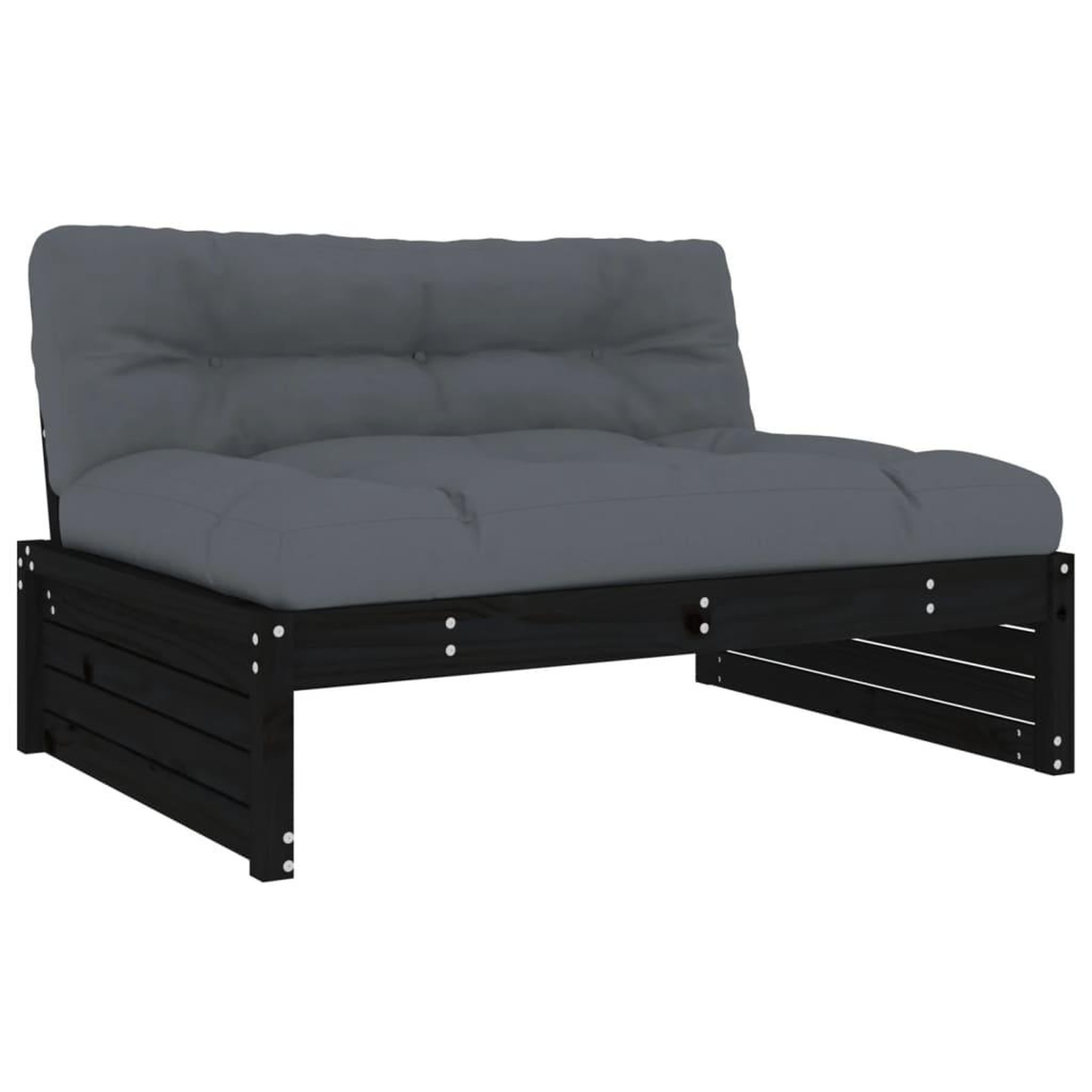 Voir la diapositive 2 : VIDAXL Canape central 120x80 cm noir bois de pin massif