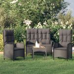 VIDAXL Ensemble a manger de jardin avec coussins 3 pcs Noir