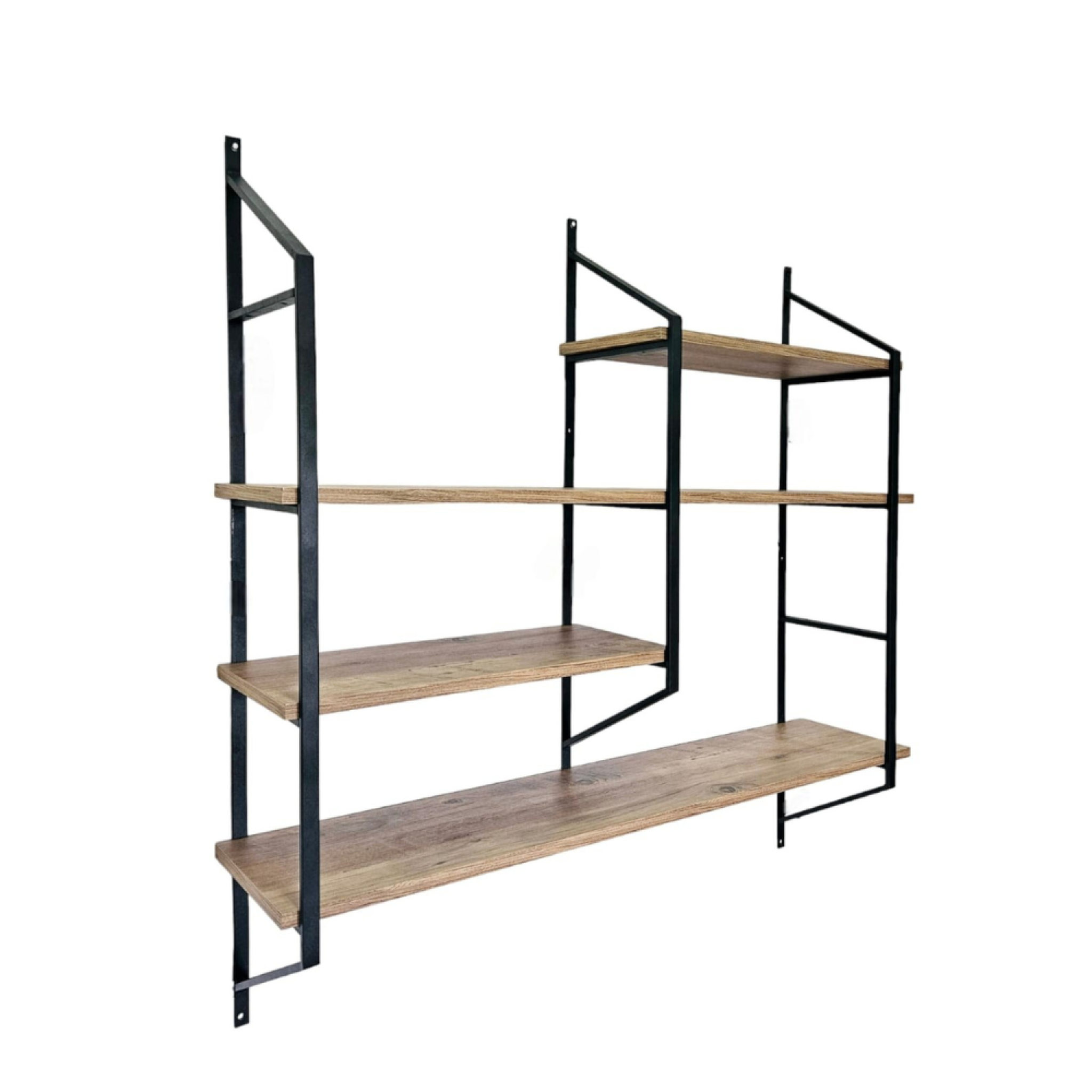 CONCEPT USINE Etagère murale design en métal - 4 rangements - bois et noir yomi