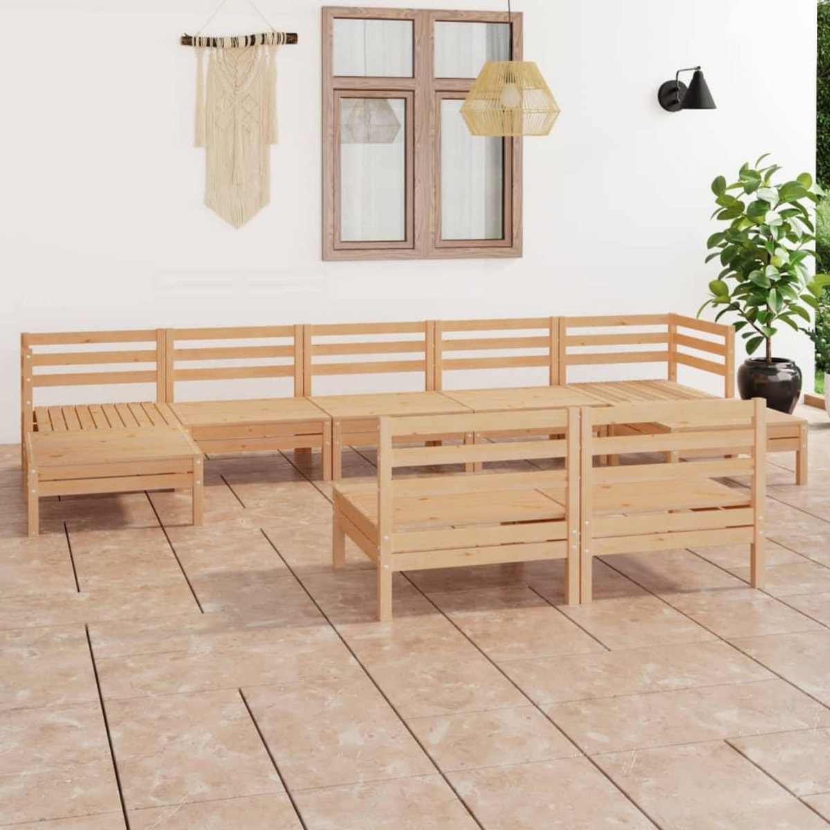 VIDAXL Salon de jardin 9 pcs Bois de pin massif