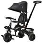Voir la diapositive 1 : HOMCOM Tricycle enfant évolutif pliable 4 en 1 multifonction - pare-soleil, canne télescopique amovible - siège pivotant, harnais, arceau sécurité - 3 paniers rangement - métal PP noir