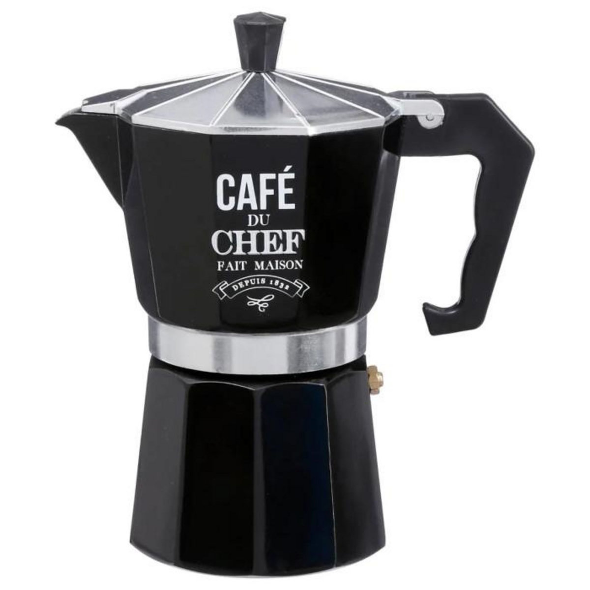 SECRET DE GOURMET Cafetière en Métal  Italienne  18cm Noir