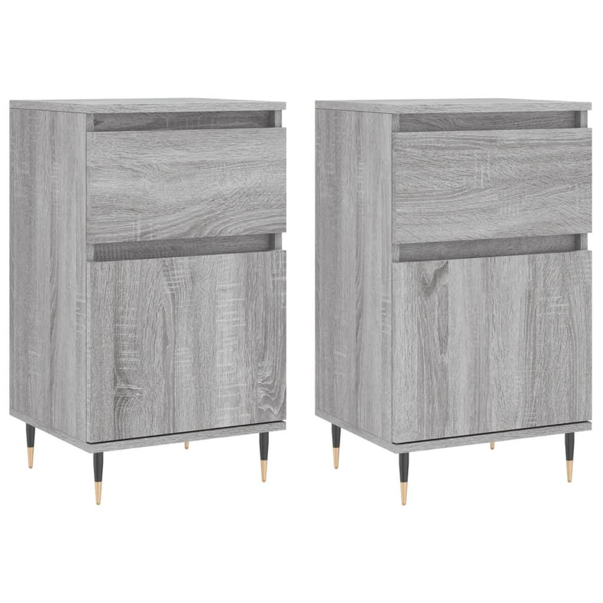 Voir la diapositive 2 : VIDAXL Buffets 2 pcs sonoma gris 40x35x70 cm bois d'ingenierie