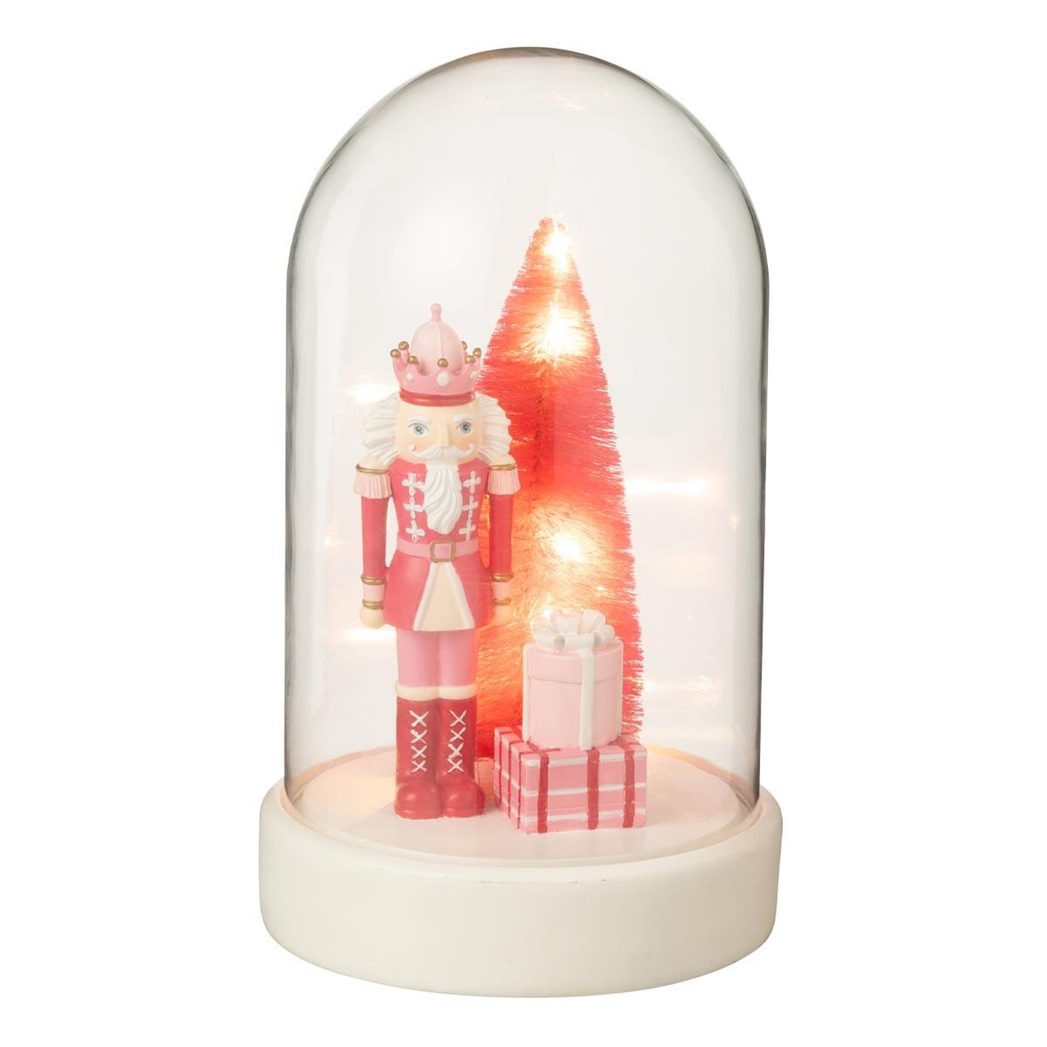 J-LINE Cloche déco à led  casse-noisette  28cm blanc