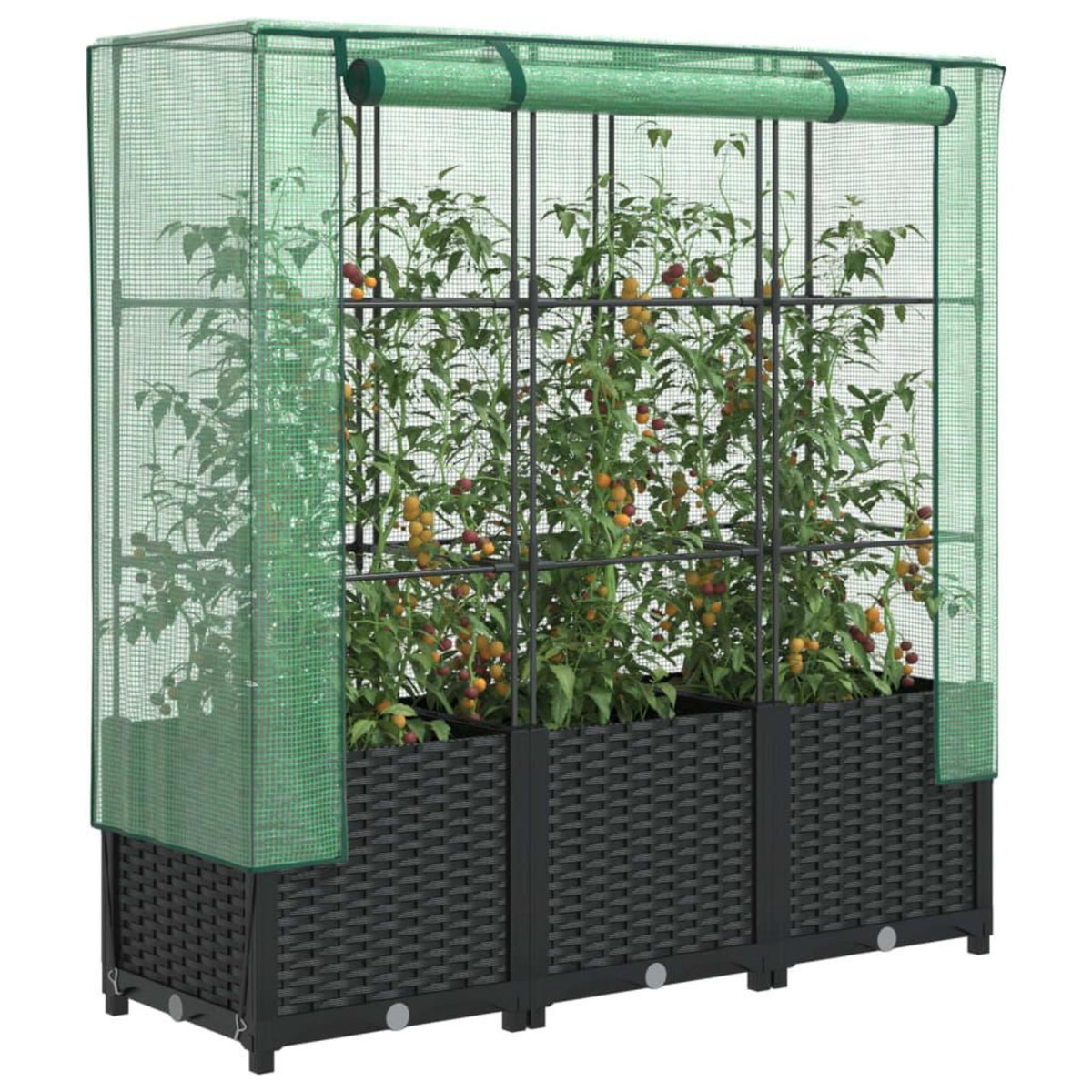 VIDAXL Jardiniere surelevee avec housse aspect rotin 120x40x138 cm