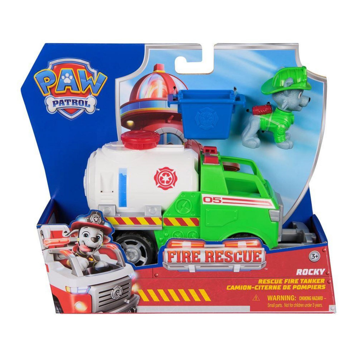 PAW PATROL Figurine et véhicule Paw Patrol Pat'Patrouille Fire Rescue Rocky