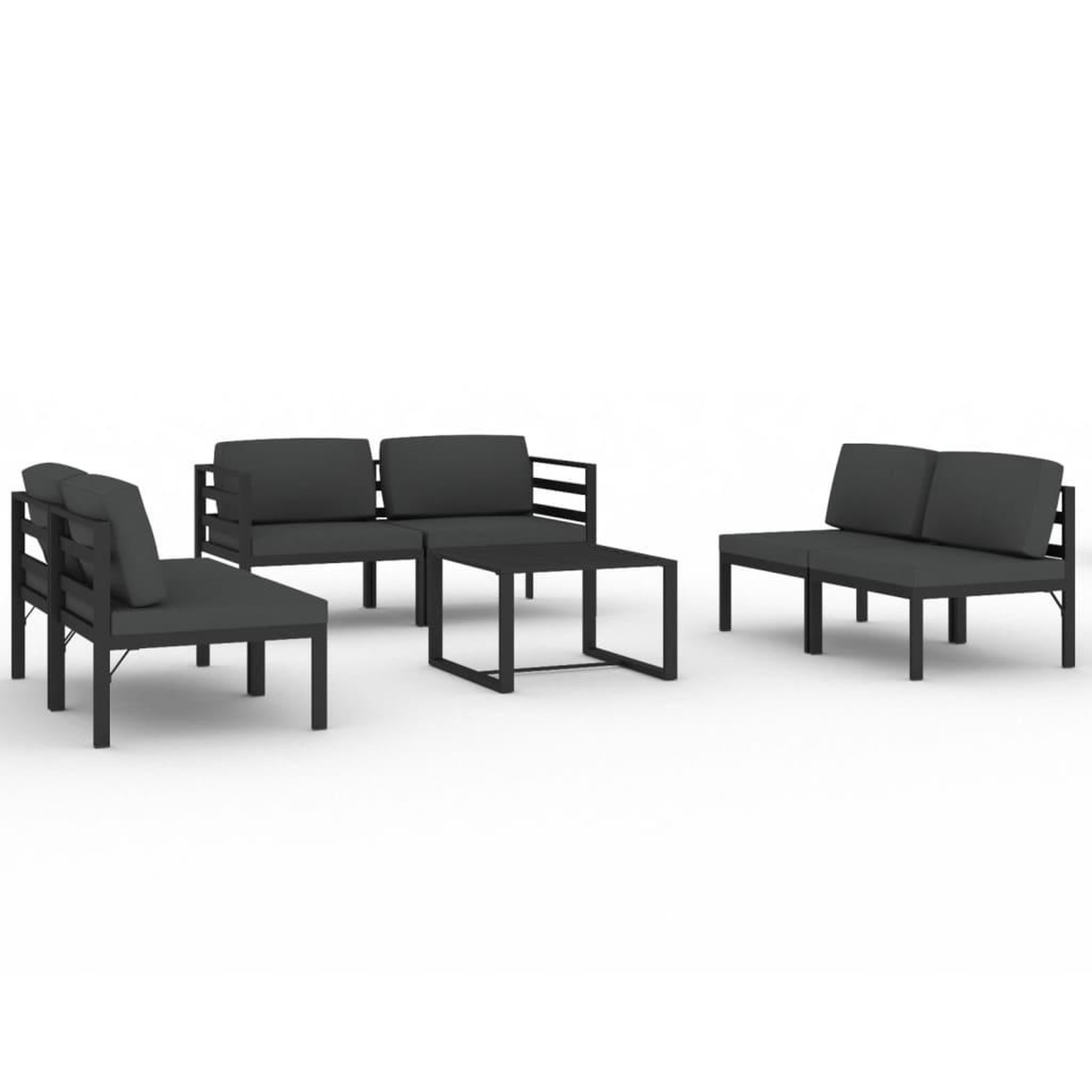 Voir la diapositive 2 : VIDAXL Salon de jardin 7 pcs avec coussins Aluminium Anthracite