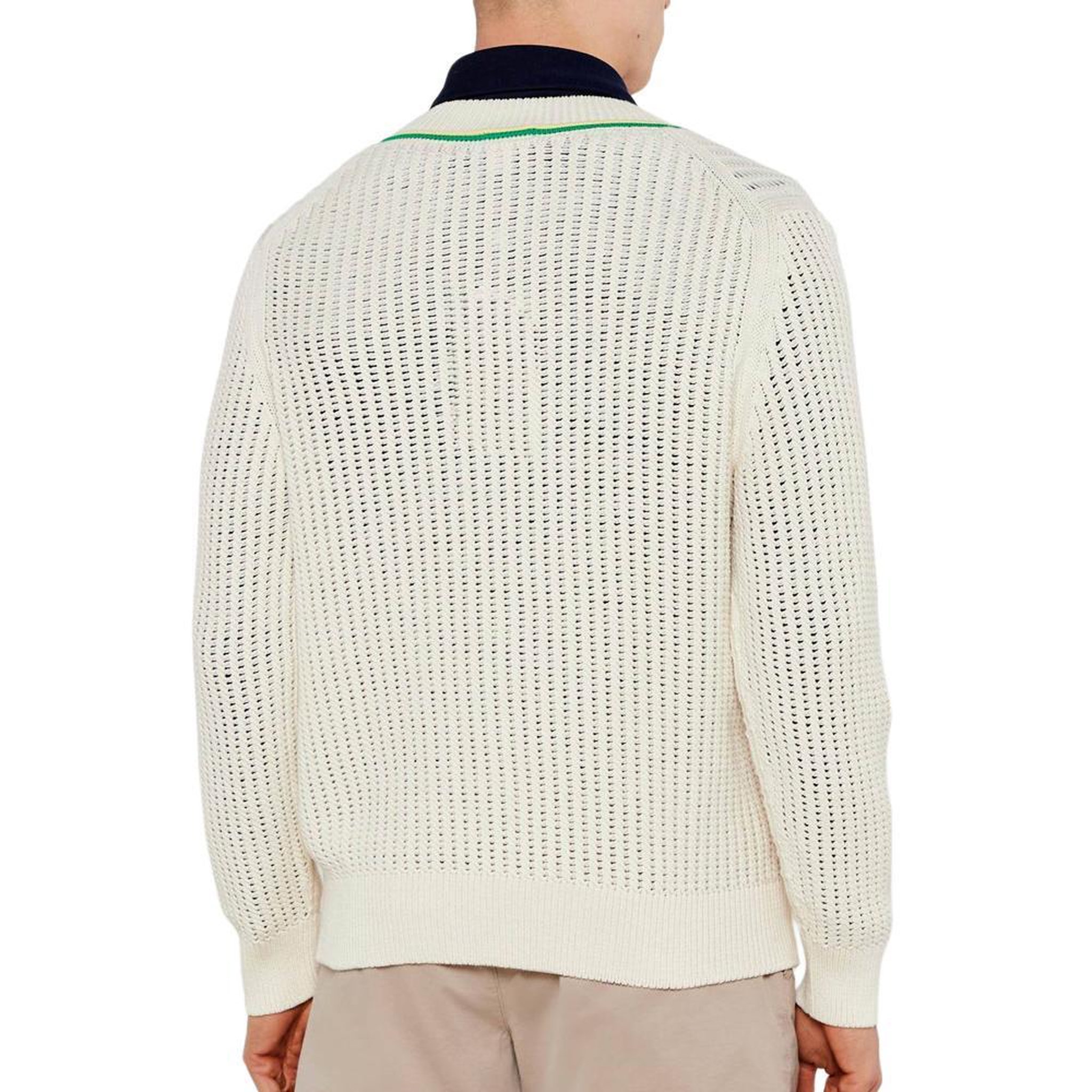 Voir la diapositive 3 : Lacoste Pull blanc homme lacoste tennis rayures