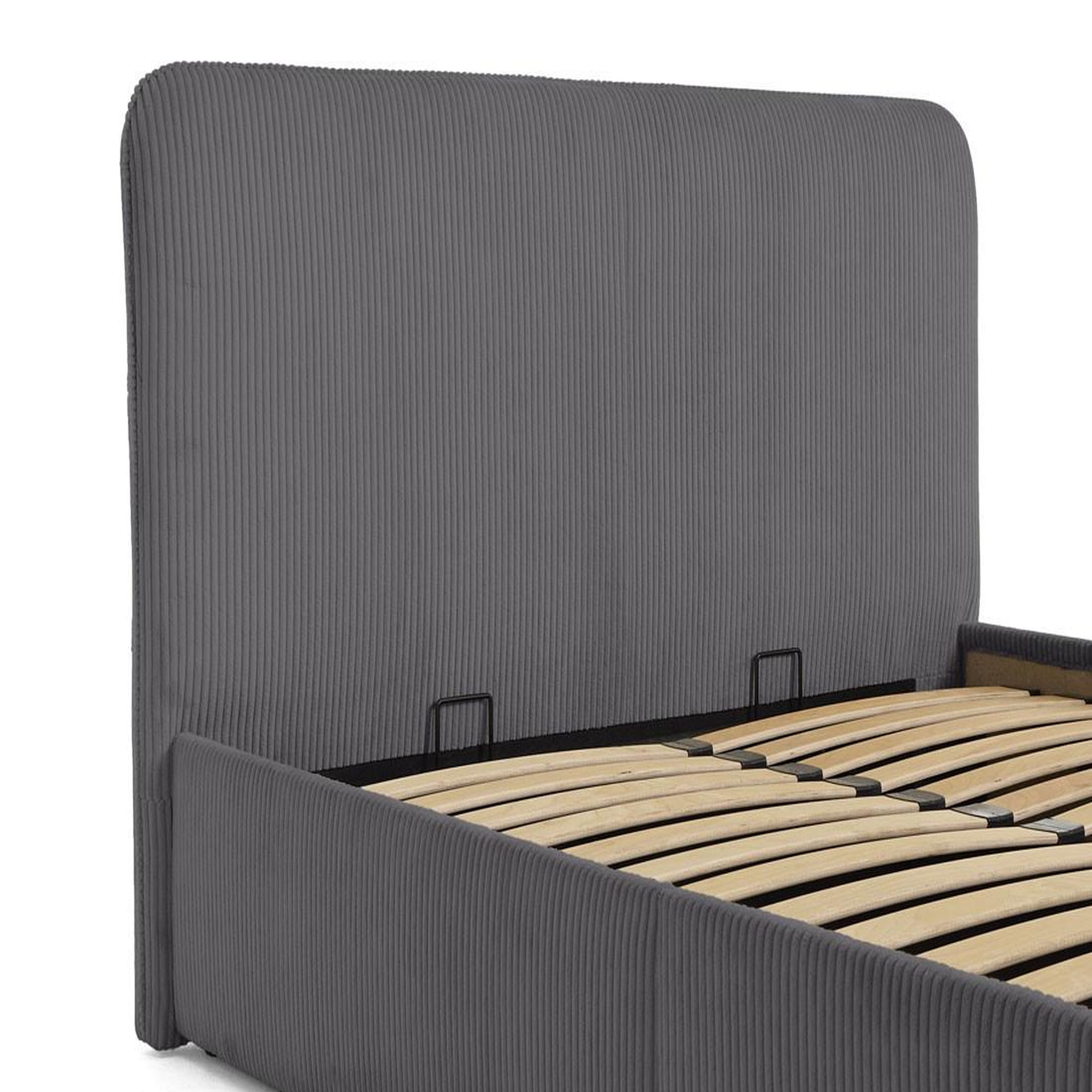 Voir la diapositive 6 : BEST MOBILIER Goyave - lit coffre - 140x190 - en velours côtelé - sommier inclus