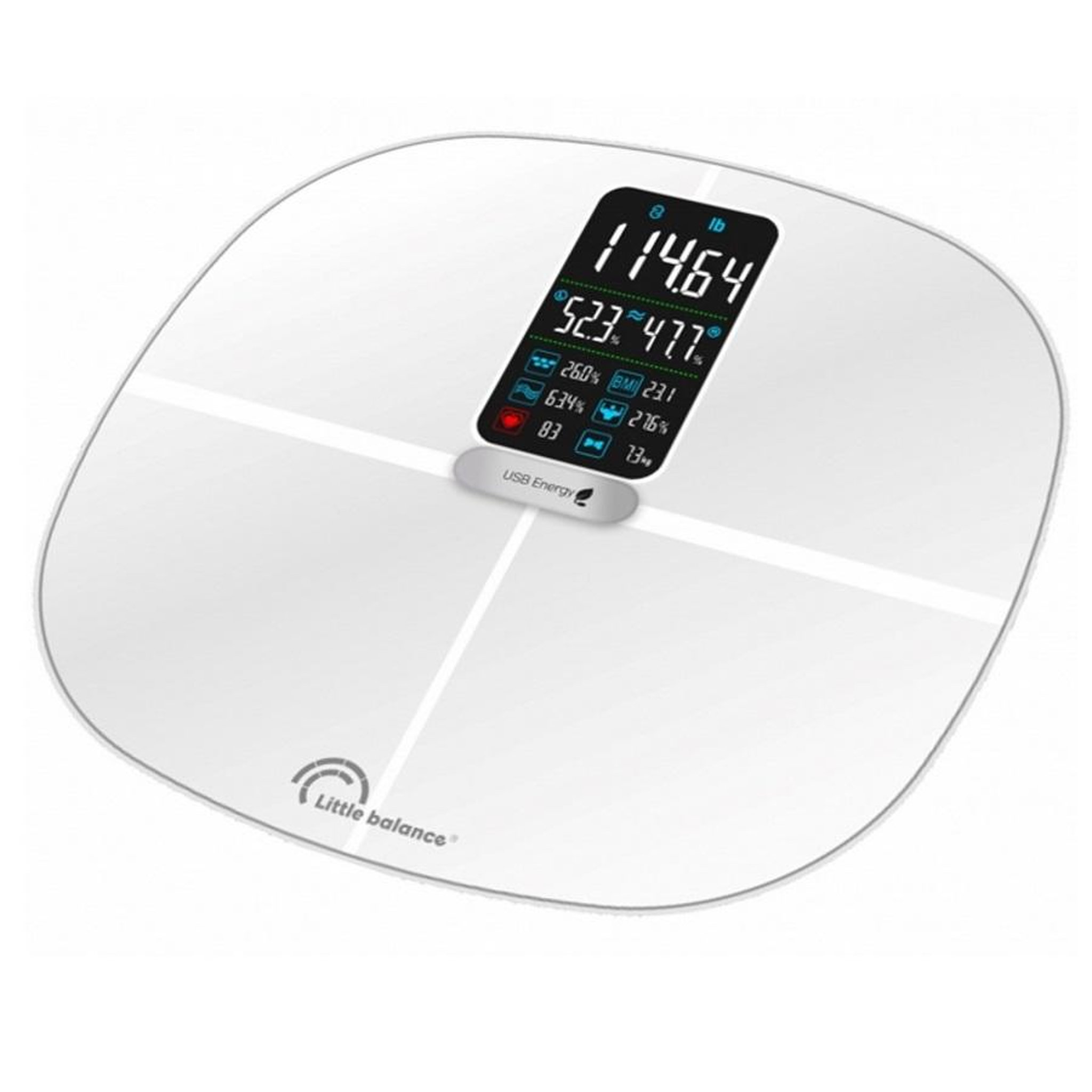 Voir la diapositive 3 : LITTLE BALANCE Impédancemètre connecté 180kg/100g blanc - 8464