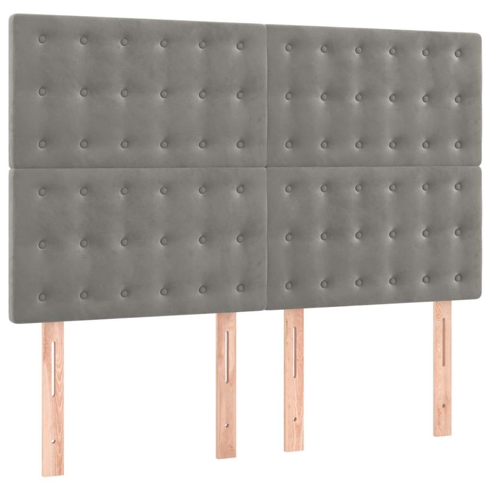 Voir la diapositive 2 : VIDAXL Tetes de lit 4 pcs Gris clair 72x5x78/88 cm Velours