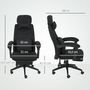 Voir la diapositive 3 : VINSETTO Fauteuil de bureau manager grand confort dossier réglable repose-pied coussin lombaire roulettes 360° lin 62L x 68P x 127H cm noir