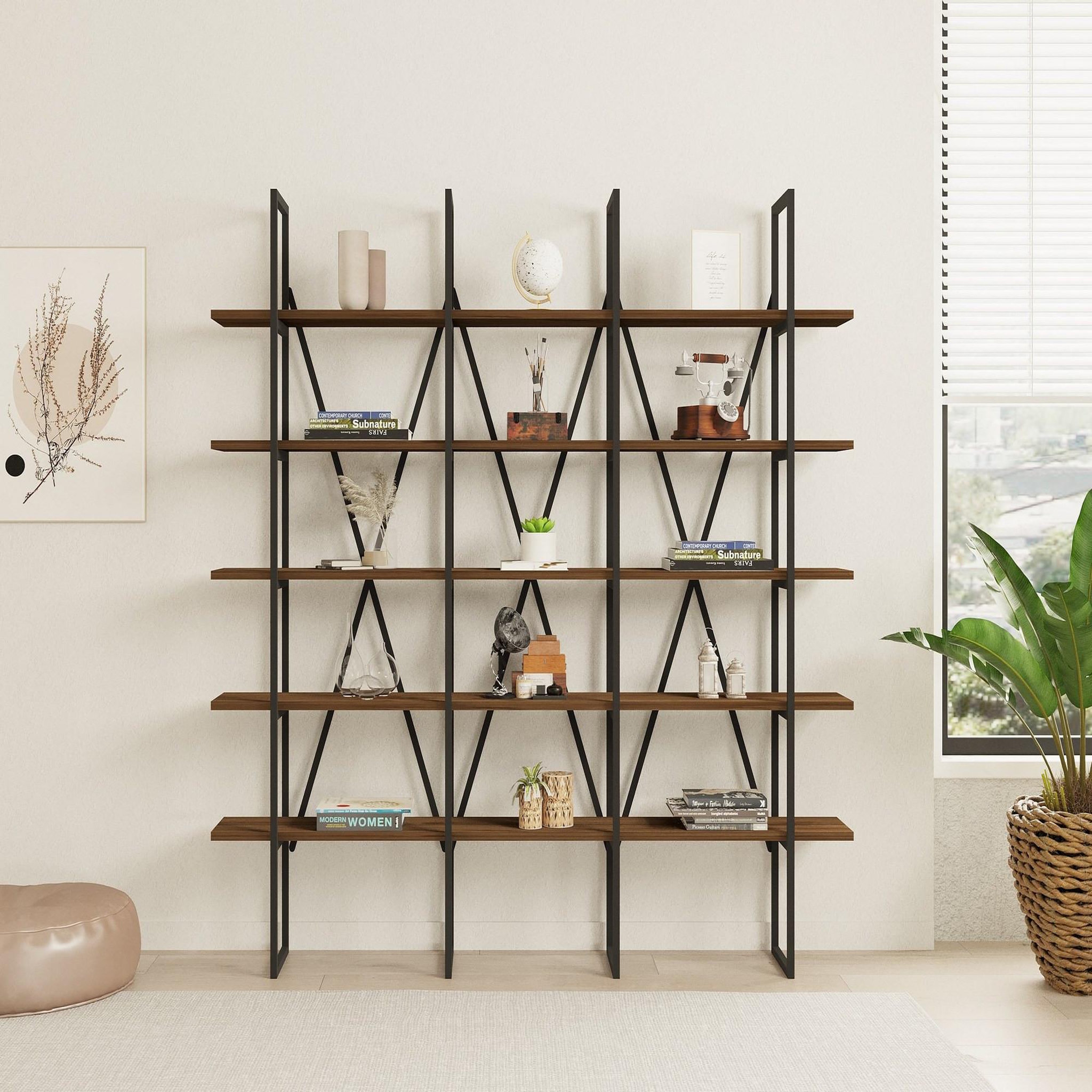 Voir la diapositive 3 : Habitat et Jardin Bibliothèque en bois  beylerbeyi  - 160 x 26 x 160 cm - noyernoir