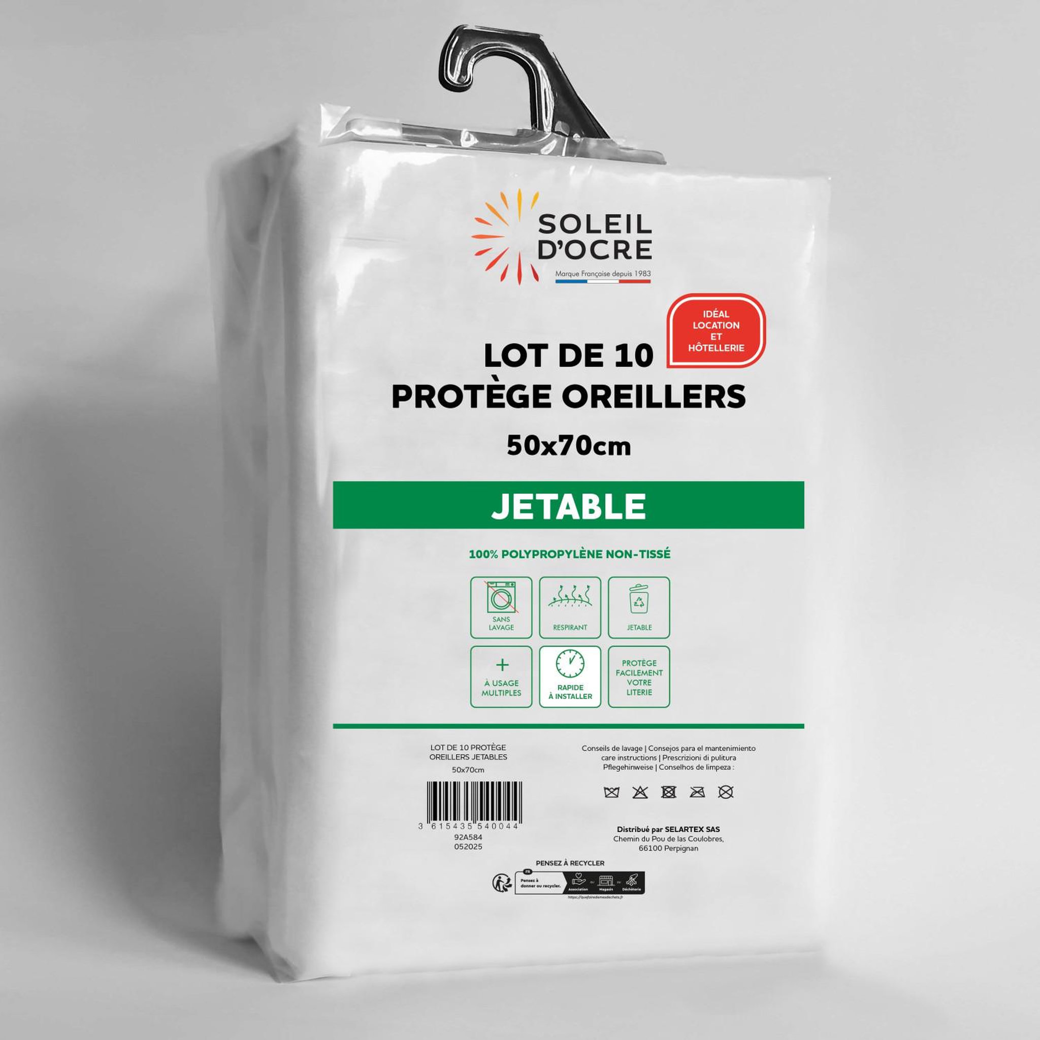 Voir la diapositive 2 : SOLEIL D'OCRE Lot de 10 protèges oreillers jetables, par Soleil d'Ocre