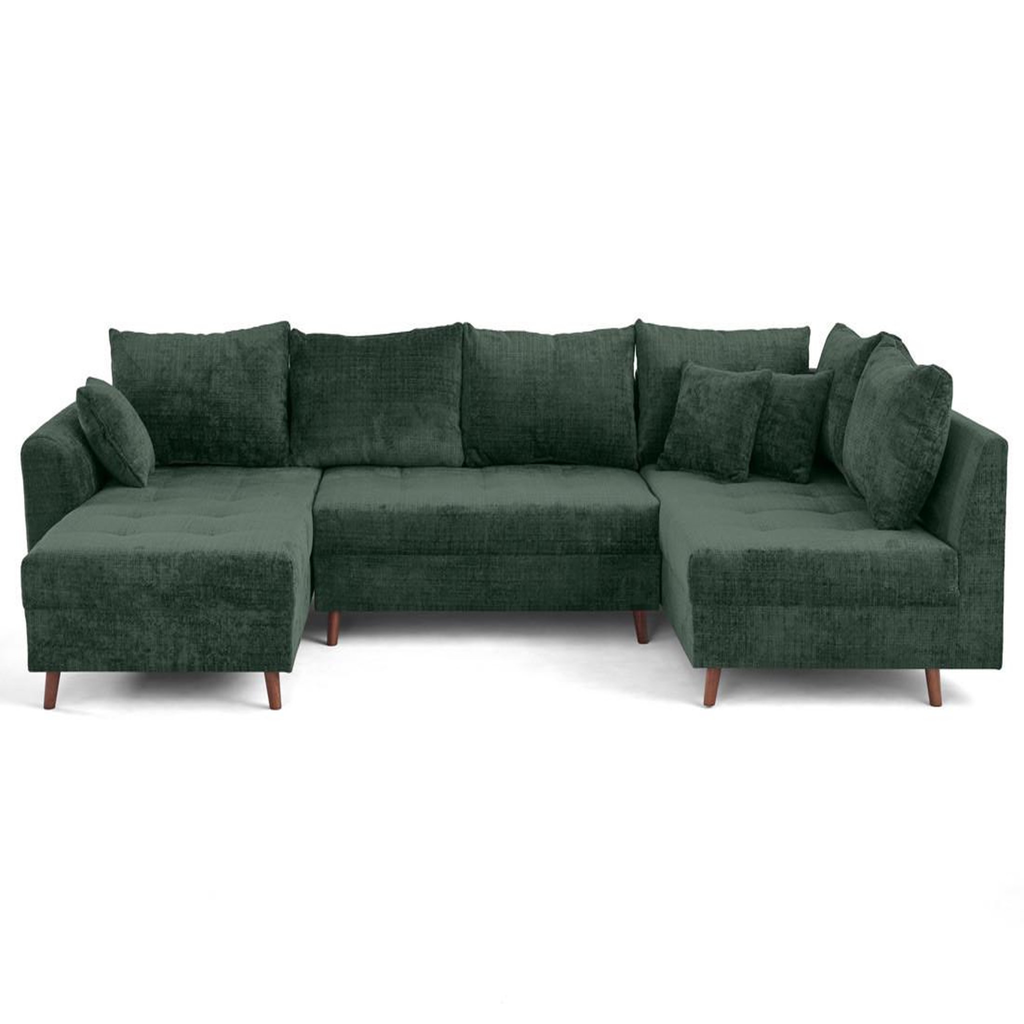 Voir la diapositive 1 : BEST MOBILIER Rune - canapé panoramique d'angle droit 7 places en velours texturé