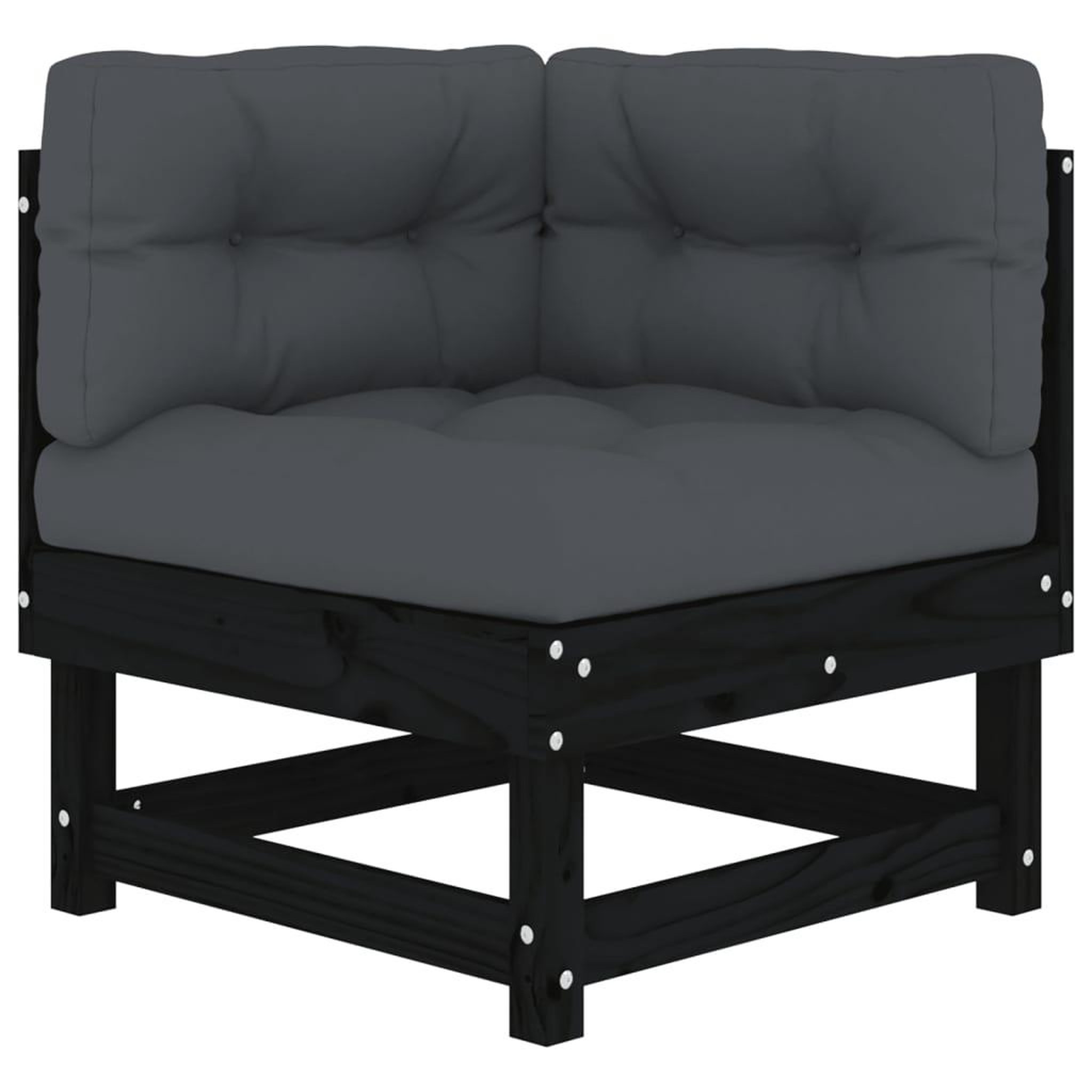 Voir la diapositive 4 : VIDAXL Canapes d'angle avec coussins 2 pcs noir bois de pin massif
