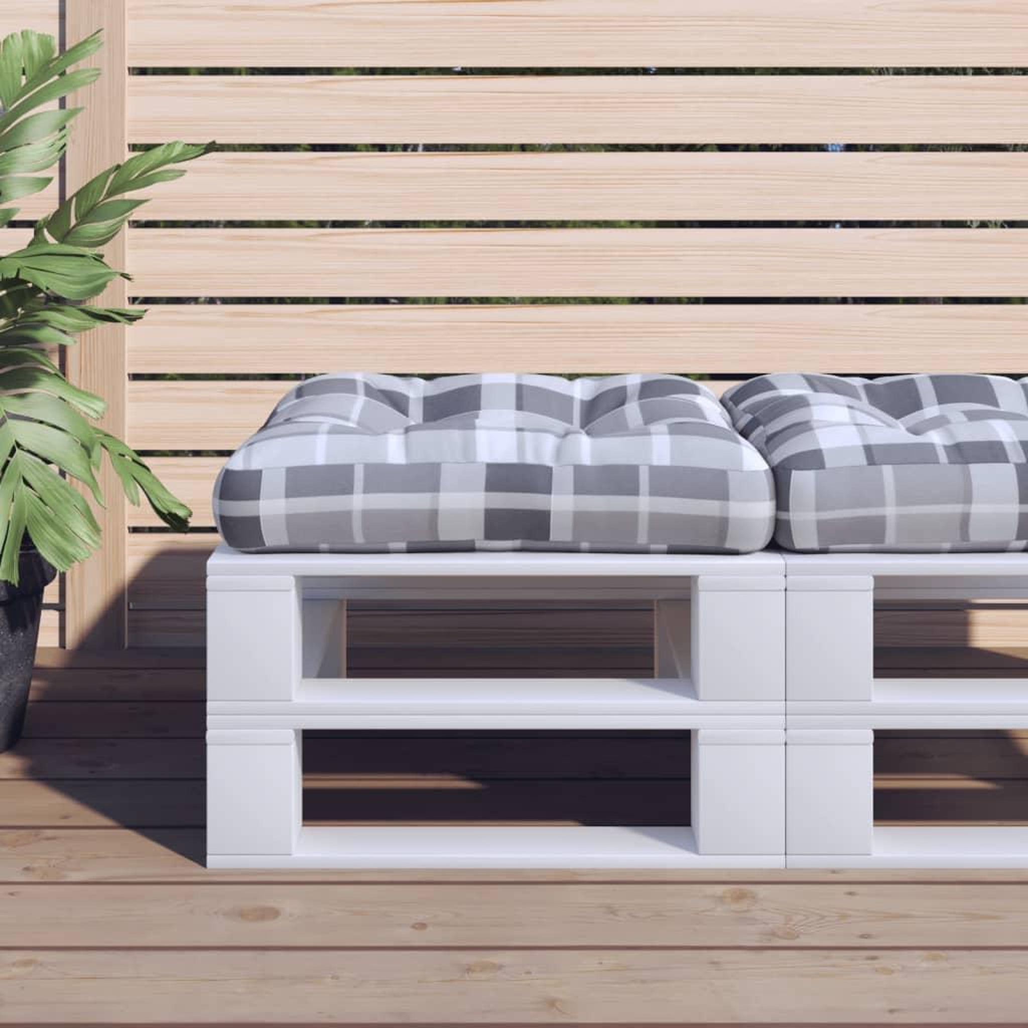 VIDAXL Coussin de palette motif a carreaux gris 50x50x12 cm tissu