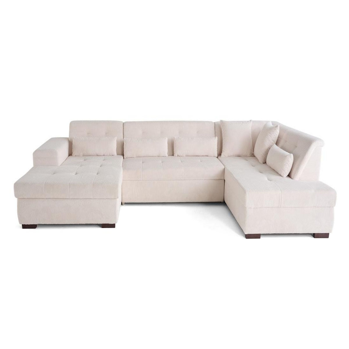 LISA DESIGN Vermont - canapé panoramique d'angle droit - 7 places - convertible avec coffre - en velours côtelé