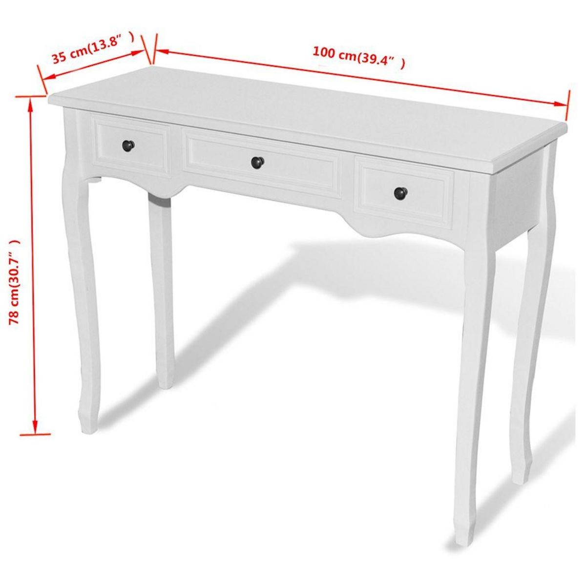 VIDAXL Table de console et coiffeuse avec 3 tiroirs Blanc