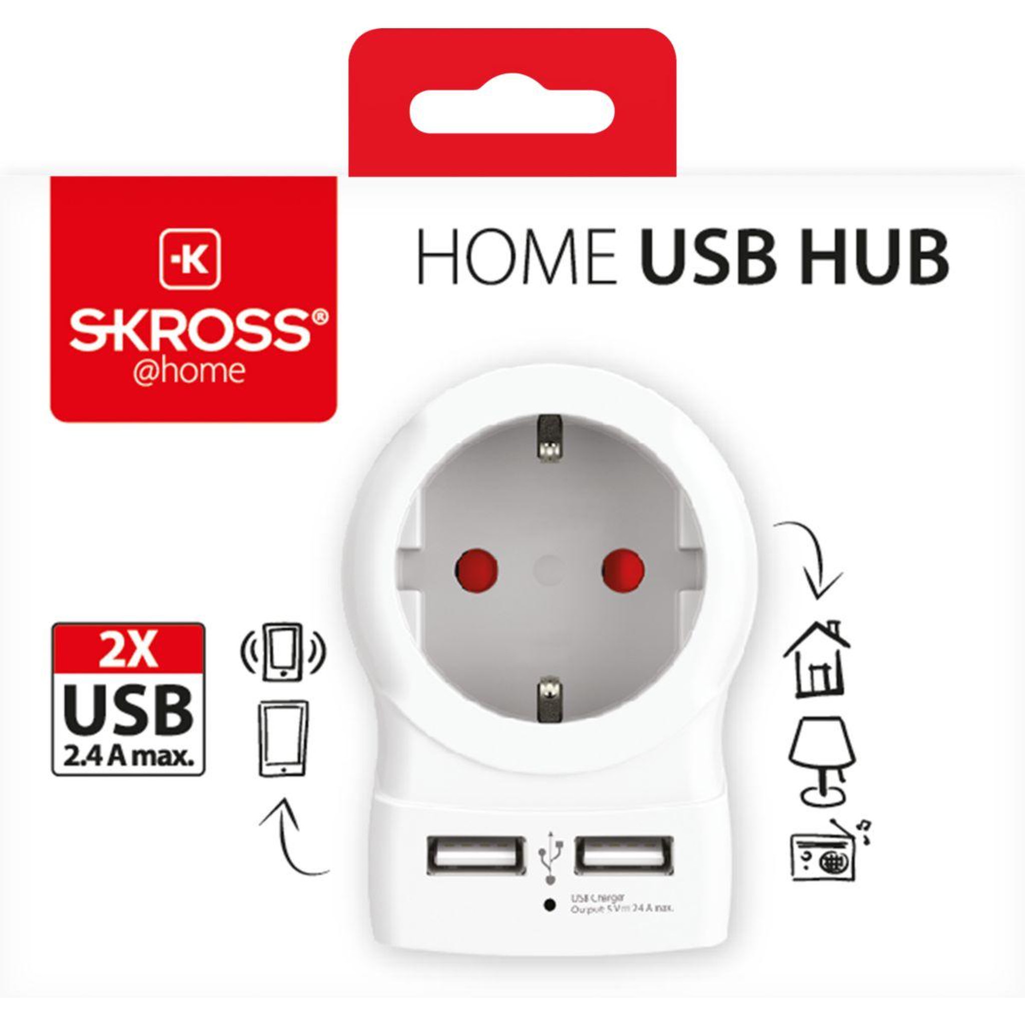 Skross Adaptateur de voyage prise europe + 2 usb