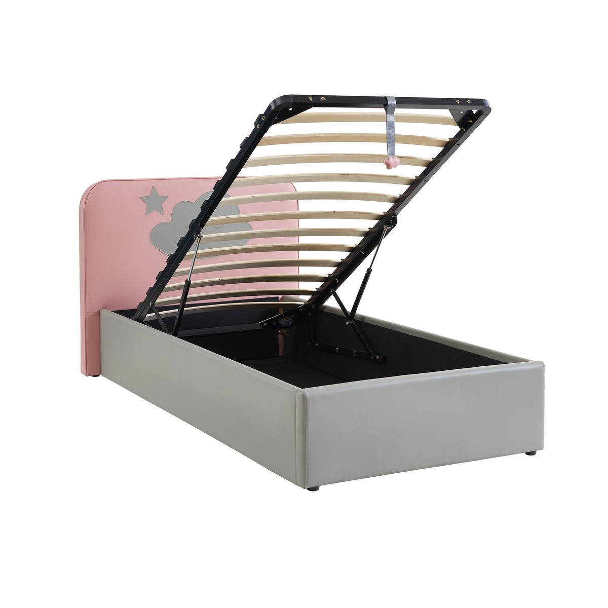 Lit coffre enfant 90x190 cm avec sommier et tête de lit NUAGE