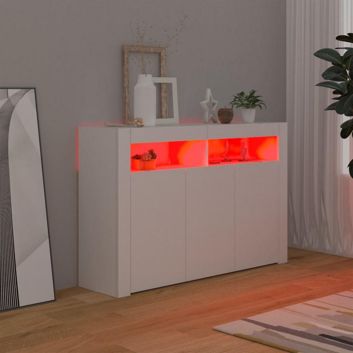VIDAXL Buffet avec lumieres LED Blanc 115,5x30x75 cm
