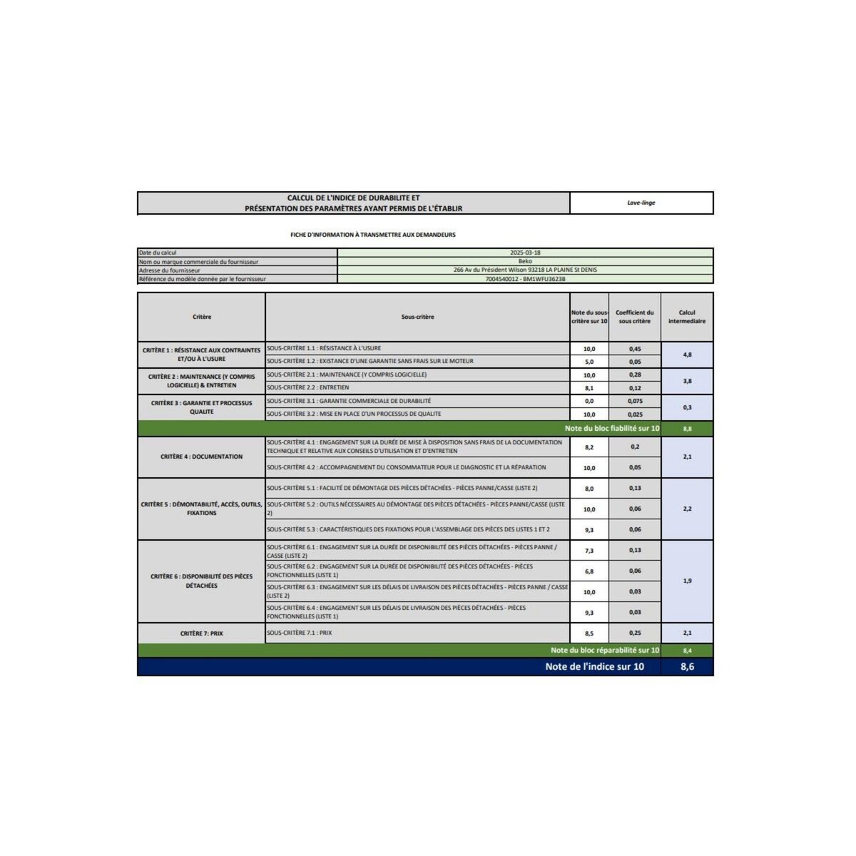 Beko Lave-linge frontal 6kg 1200 tours/min - BM1WFU3623B