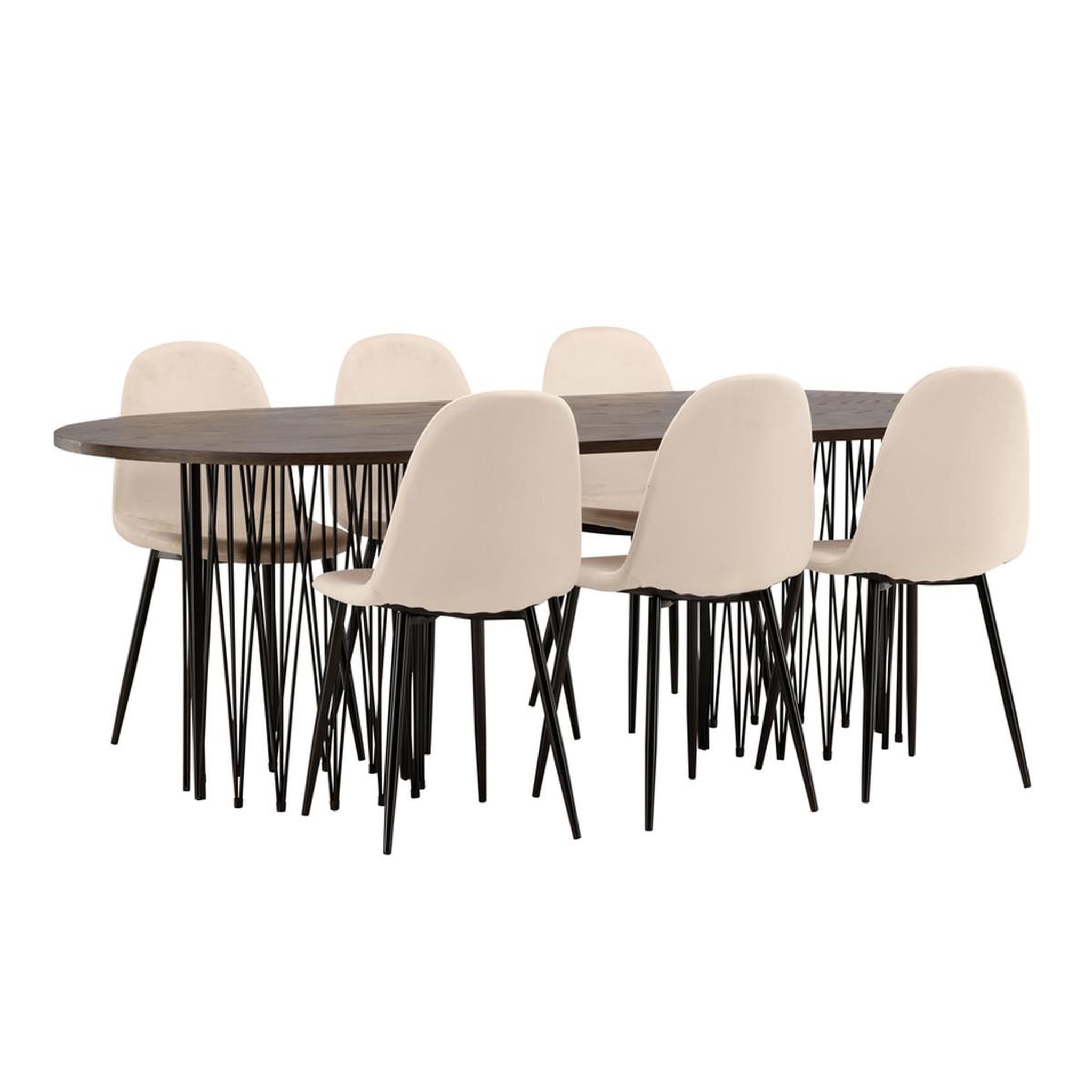 Paris Prix Ensemble table à manger & 6 chaises  stone & polar  220cm beige & moka