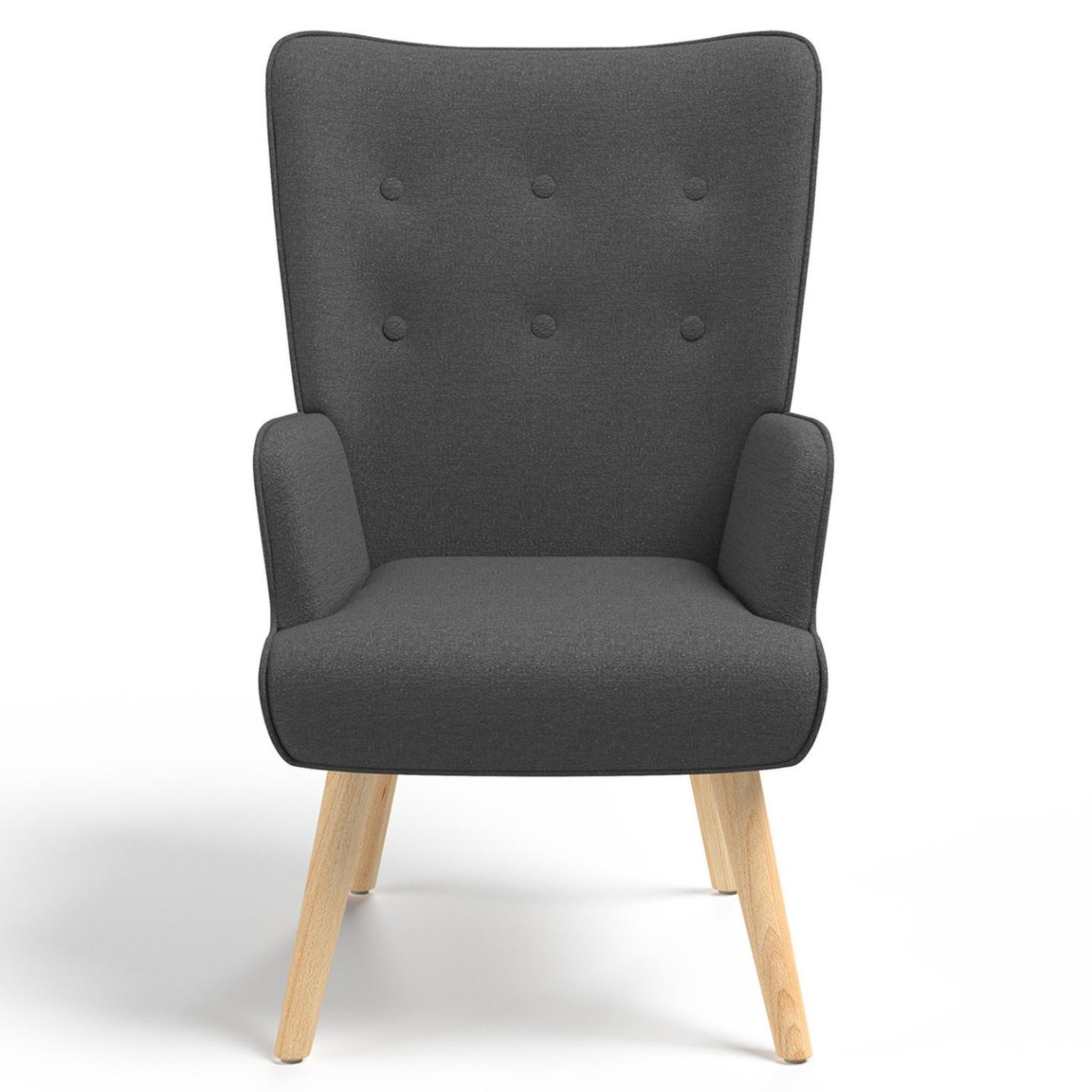 Voir la diapositive 3 : ID MARKET Fauteuil scandinave ivar avec repose pieds gris anthracite