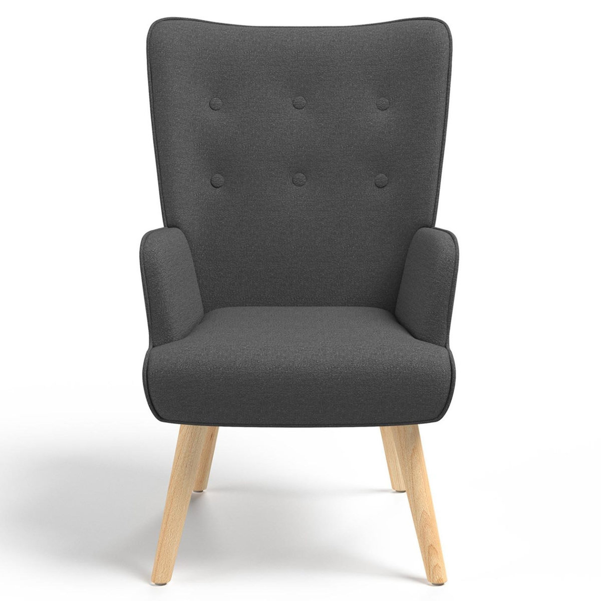 ID MARKET Fauteuil scandinave IVAR avec repose pieds gris anthracite
