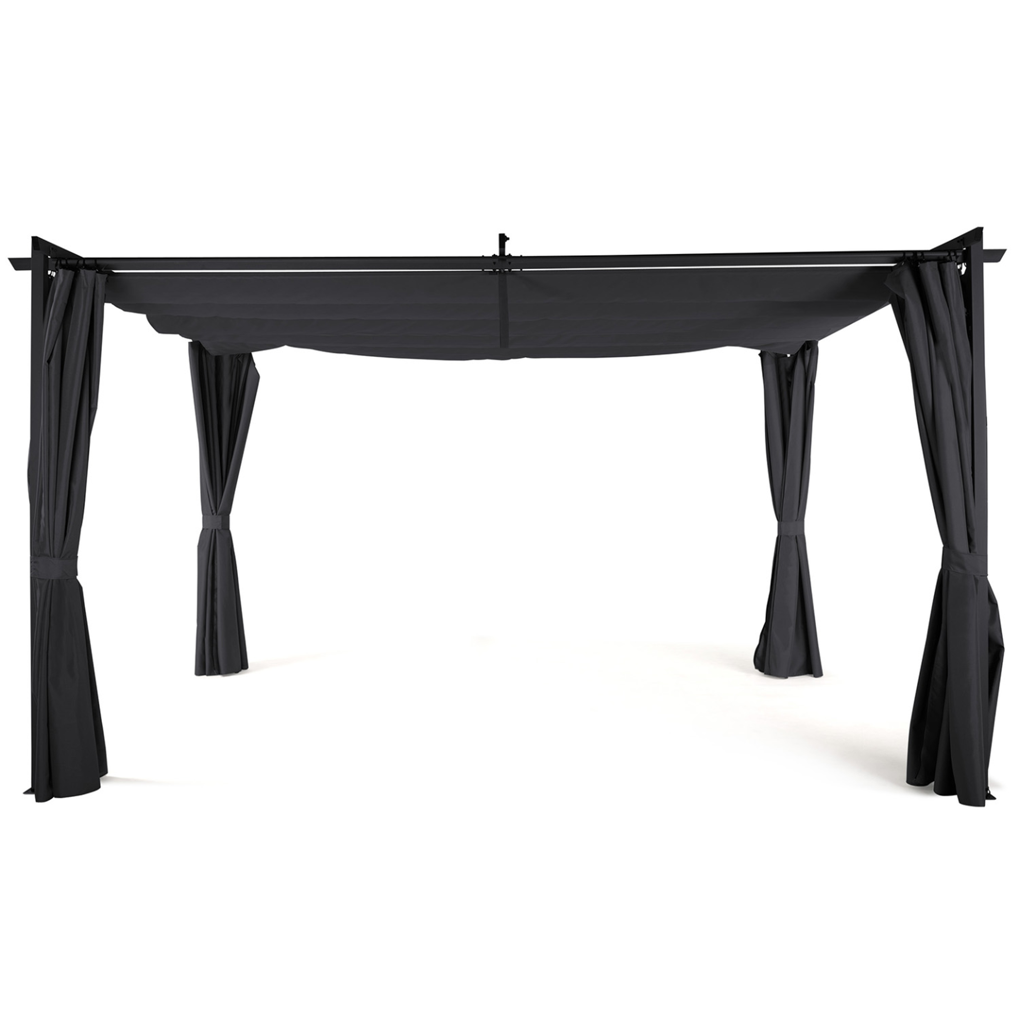 Voir la diapositive 6 : ID MARKET Pergola édition limitée toit rétractable 3x4 m et 4 rideaux gris anthracite