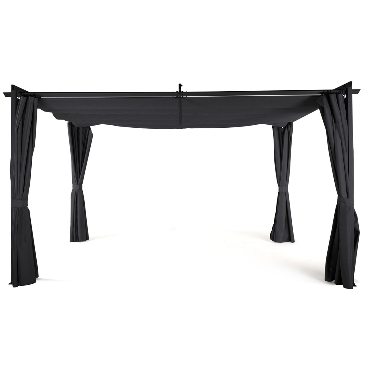 ID MARKET Pergola édition limitée toit rétractable 3x4 M et 4 rideaux gris anthracite