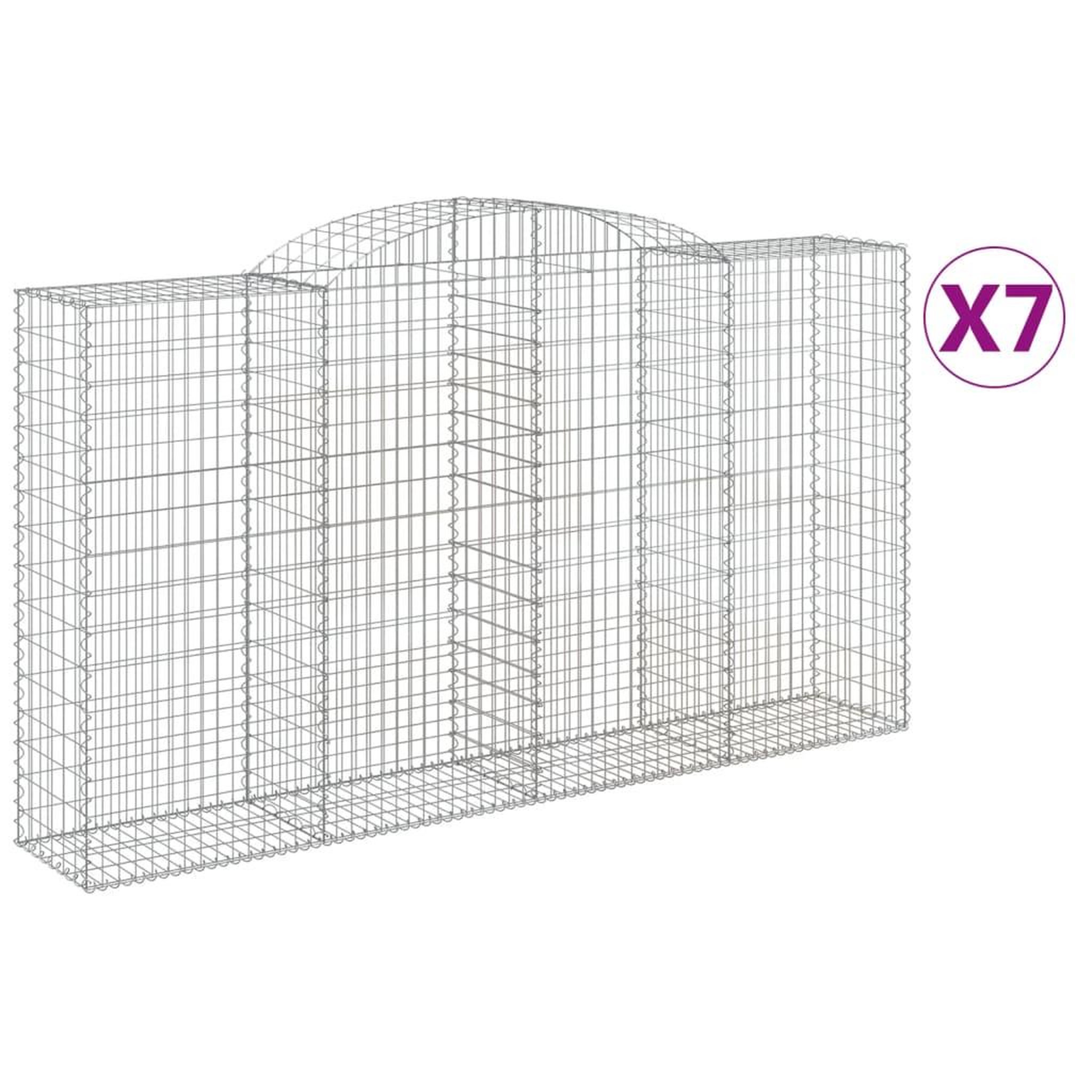 Voir la diapositive 2 : VIDAXL Paniers a gabions arques 7 pcs 300x50x160/180 cm fer galvanise