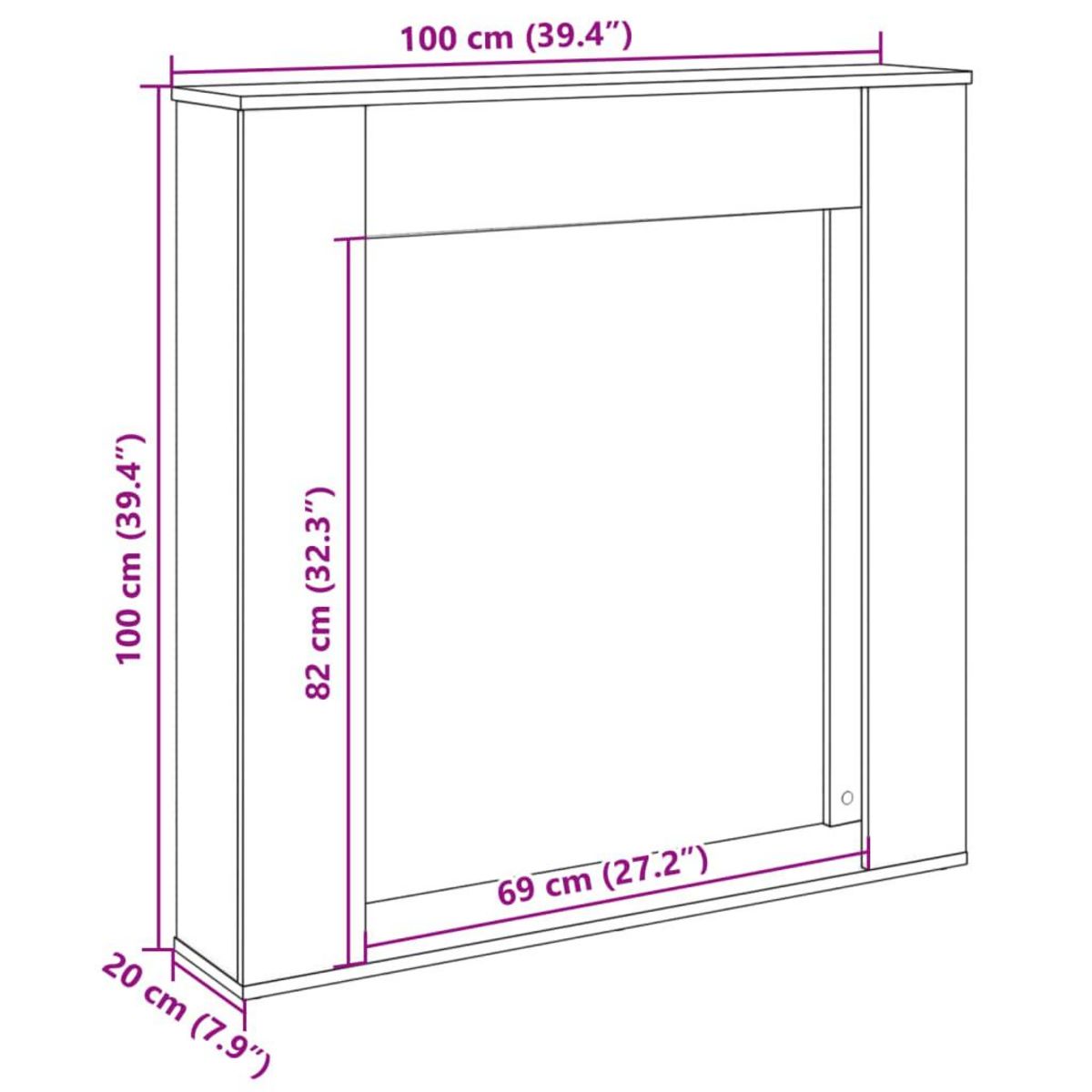 VIDAXL Cadre de cheminee chene sonoma 100x20x100 cm bois d'ingenierie