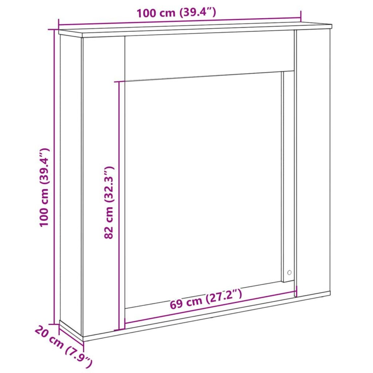 VIDAXL Cadre de cheminee chene sonoma 100x20x100 cm bois d'ingenierie