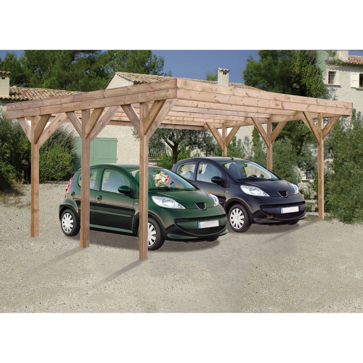Forest Style Carport bois Bessoncourt / toit plat / 29,50 m²