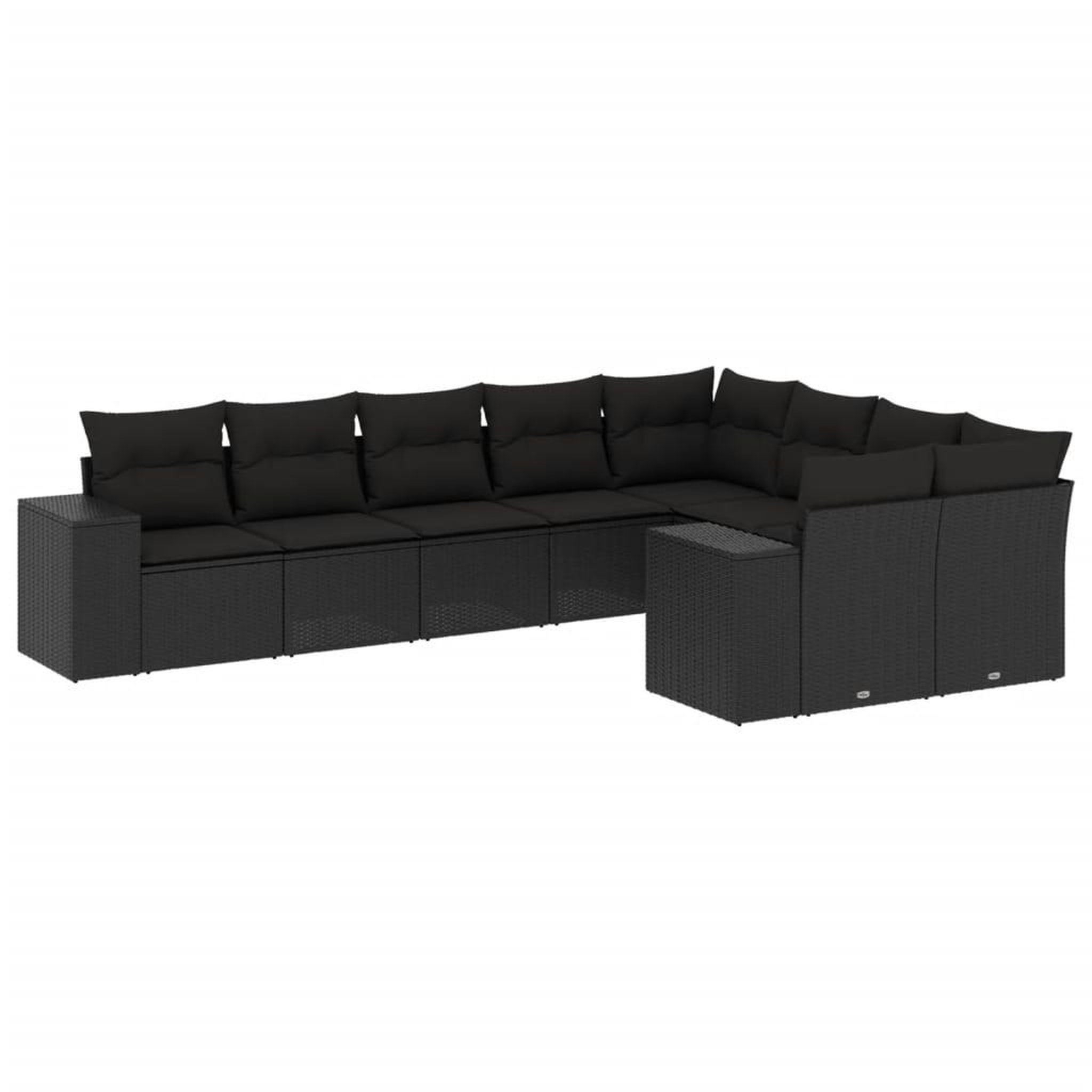 Voir la diapositive 2 : VIDAXL Salon de jardin 9 pcs avec coussins noir resine tressee